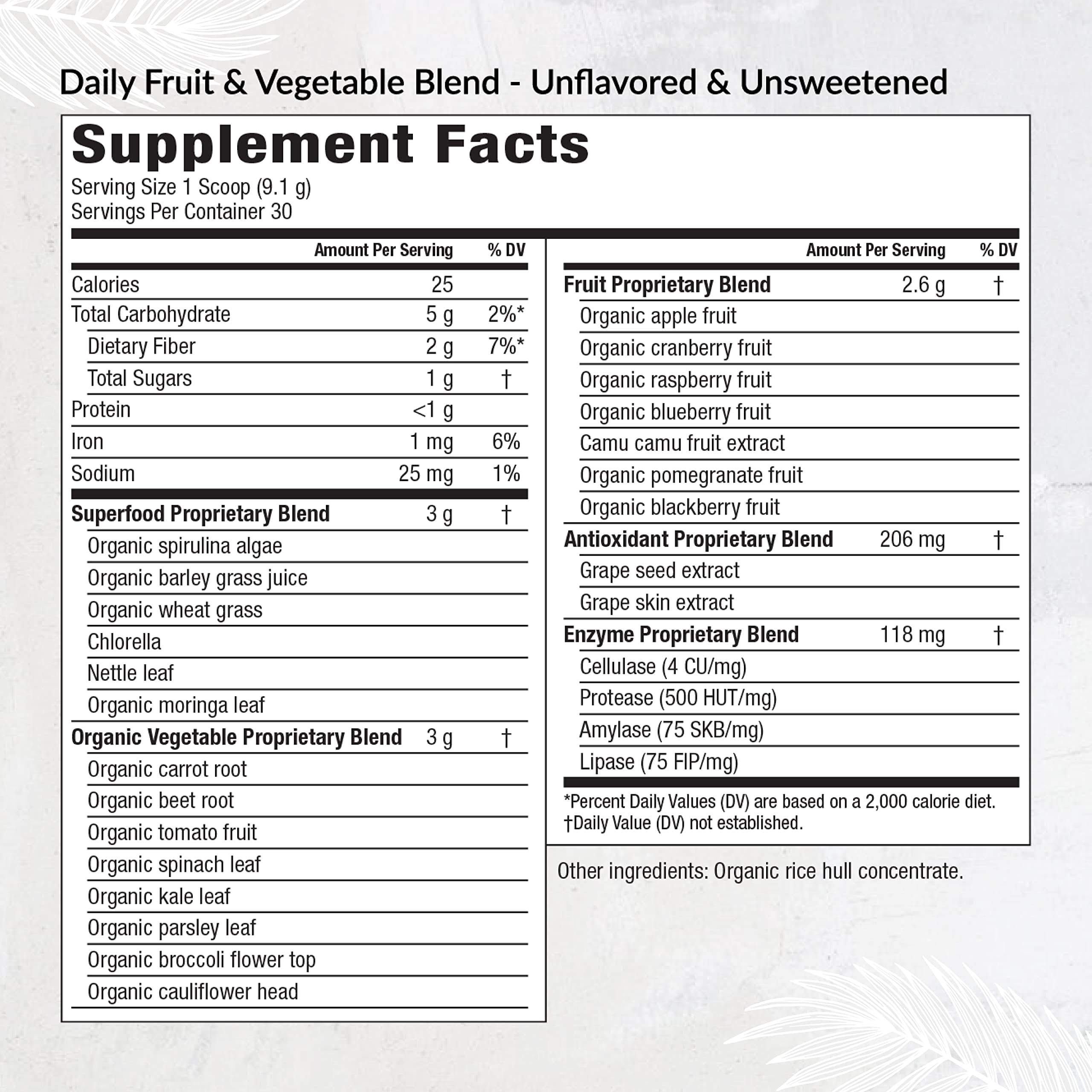 Equilife Daily Fruit & Vegetable Blend, Superfood Antioxidant Supplement with 22 Organic Fruits & Vegetables, Unflavored, Vitamin C, Fiber, 9 Essential Amino Acids, Supports Energy, 30 Servings Tub EquilifeAu supplements