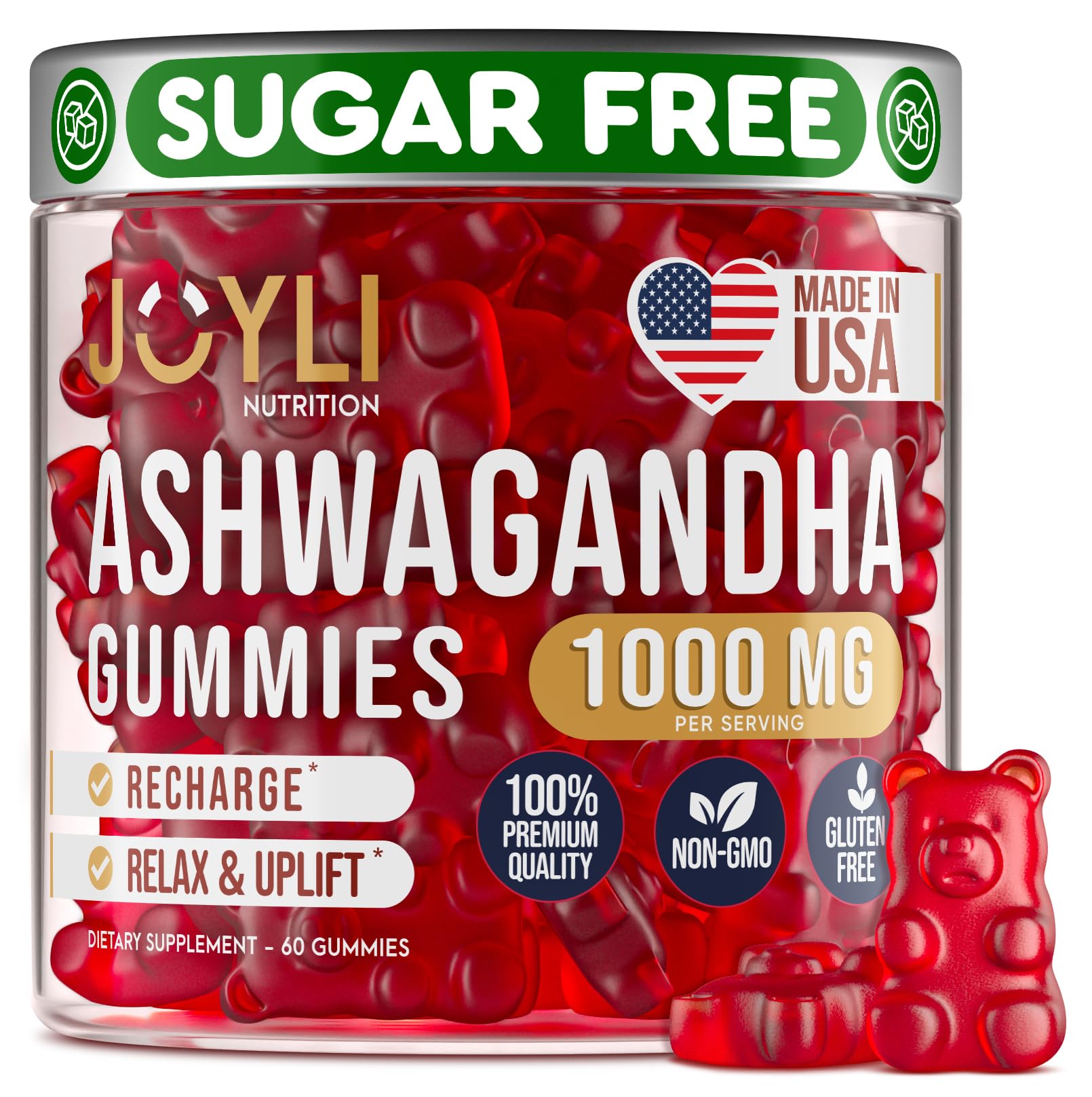 Ashwagandha Gummies for Women & Men - Natural Calm Gummies with Ashwagandha Root Extract Vitamin C Zinc - Ashwagandha Herbal Supplement for Sleep Stress Balance - 60 Vegan Sugar Free Chews JOYLI NutritionAu supplements