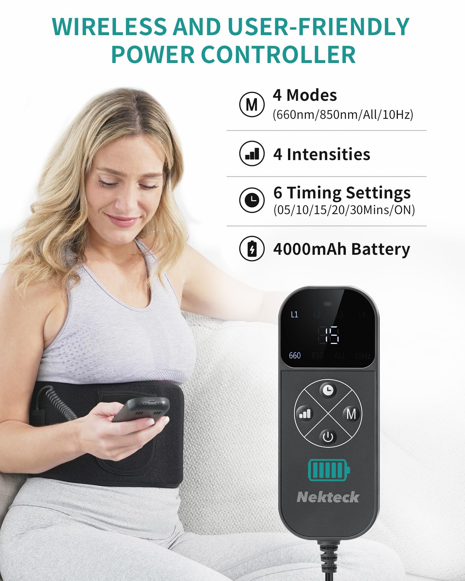 Nekteck Red Light Therapy Belt for Body, Wireless Near-Infrared Light Pad for Pain Relief, Inflammation NekteckAu supplements