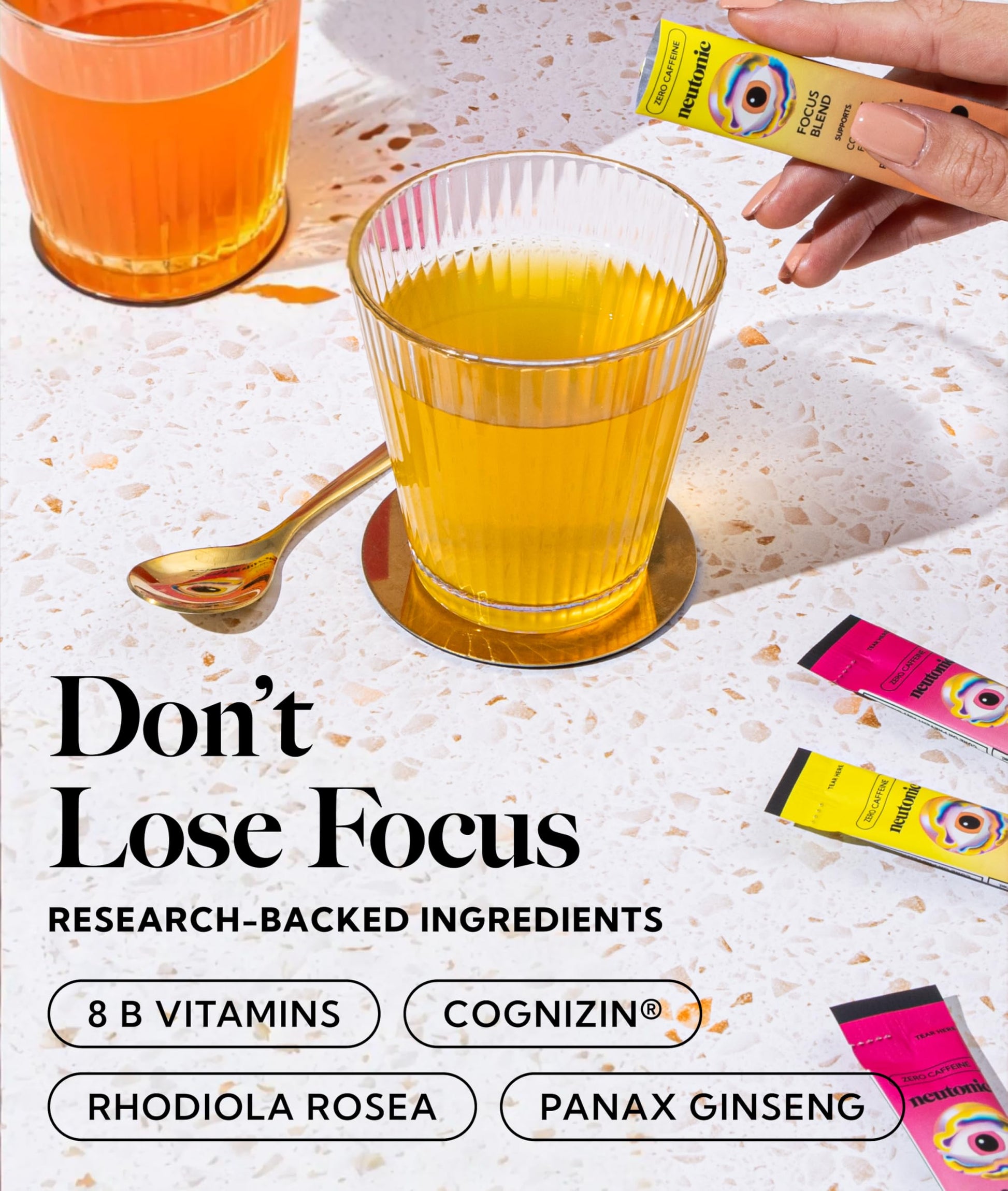 Neutonic Nootropic Focus Blend Powder | Peach Mango & Wild Berry 4 Sticks | Caffeine Free, Zero Sugar | Support Memory, Mental Clarity, Cognitive Function | Boost Focus, Energy, Brain Health NeutonicAu supplements