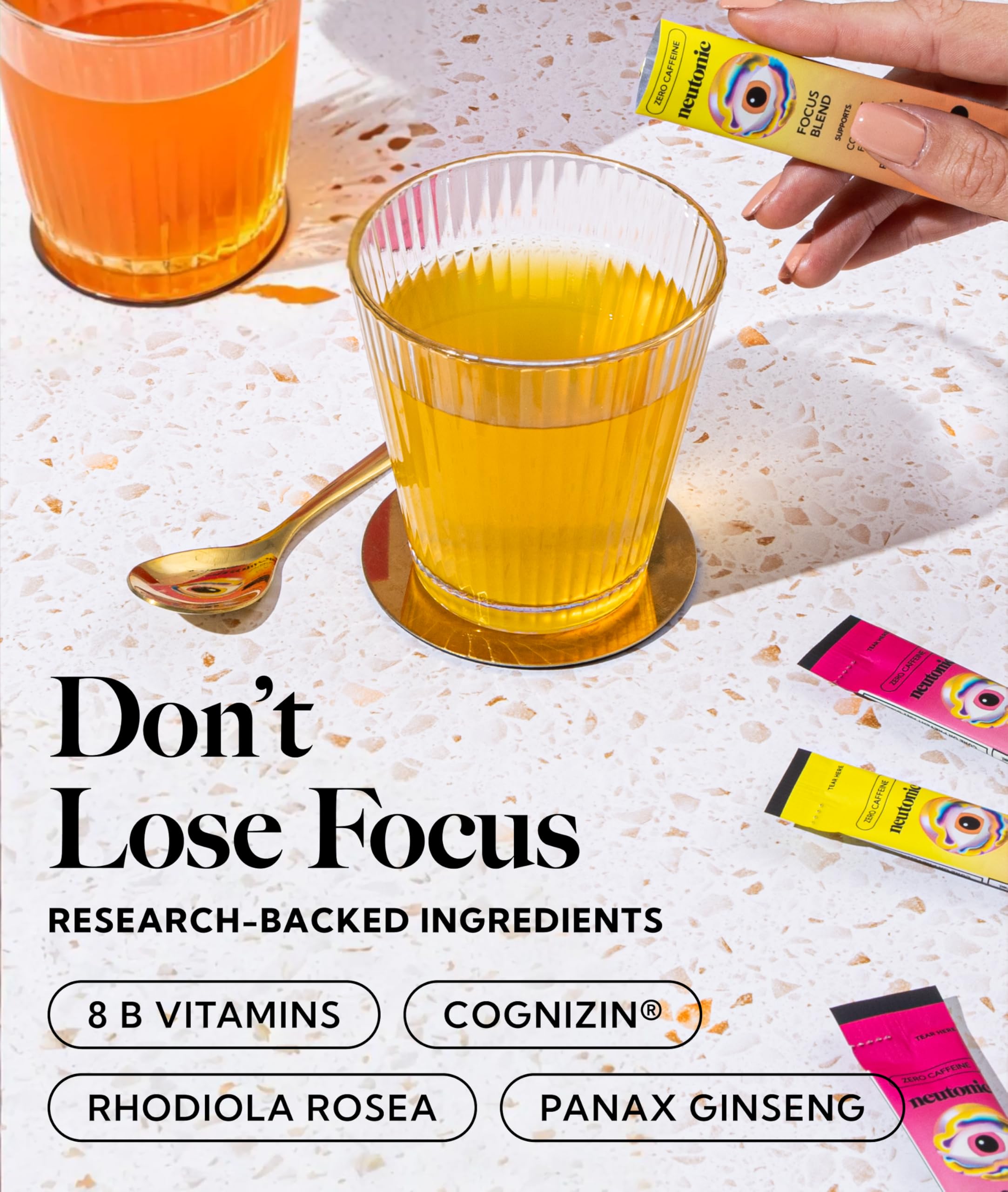 Neutonic Nootropic Focus Blend Powder | Peach Mango & Wild Berry 4 Sticks | Caffeine Free, Zero Sugar | Support Memory, Mental Clarity, Cognitive Function | Boost Focus, Energy, Brain Health NeutonicAu supplements