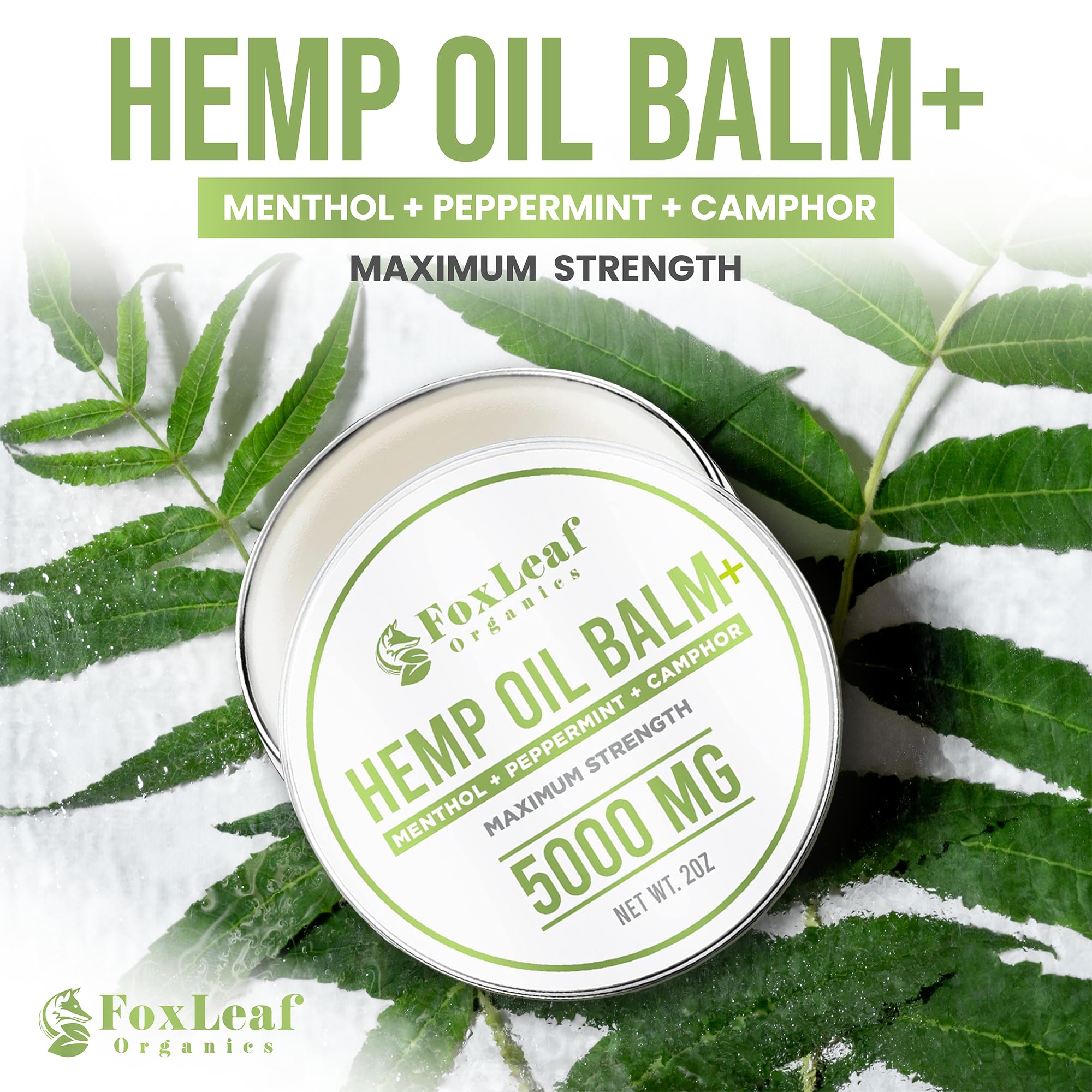 Hemp Oil Balm with Arnica, Camphor, Menthol & Peppermint, Herbal Cooling Balm for Muscles, Joints, Knees, Back & Body, Made in USA, 2oz FOXLEAFAu supplements