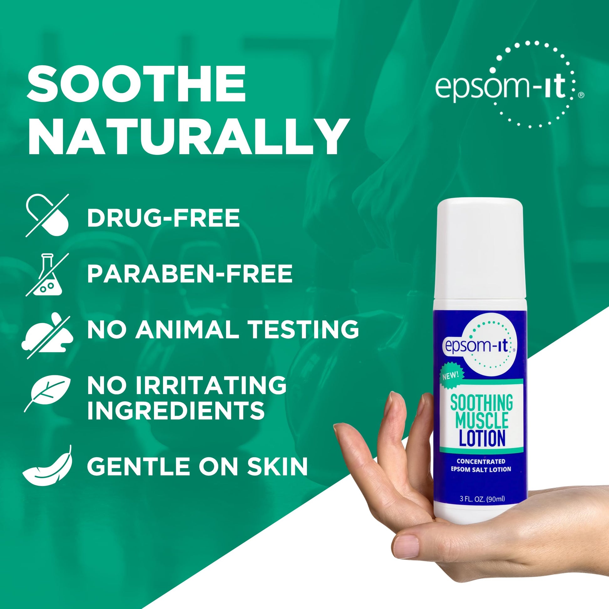 Epsom-It Soothing Muscle Lotion - Roll On Epsom Salt Lotion with Arnica for Muscle Stiffness, Leg, Knees and Feet Discomfort, Topical Magnesium Cream, 3oz EPSOM-ITAu supplements