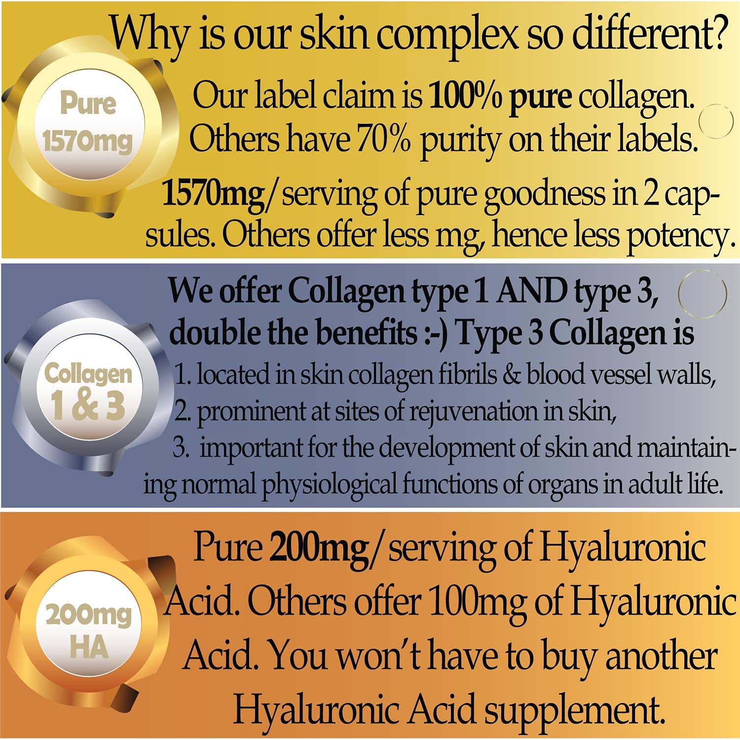 Marine Collagen Type 1&3 1000mg, Hyaluronic Acid 200mg/serving; Vitamin C, Zinc, Copper for Immune System DietapplementsAu supplements