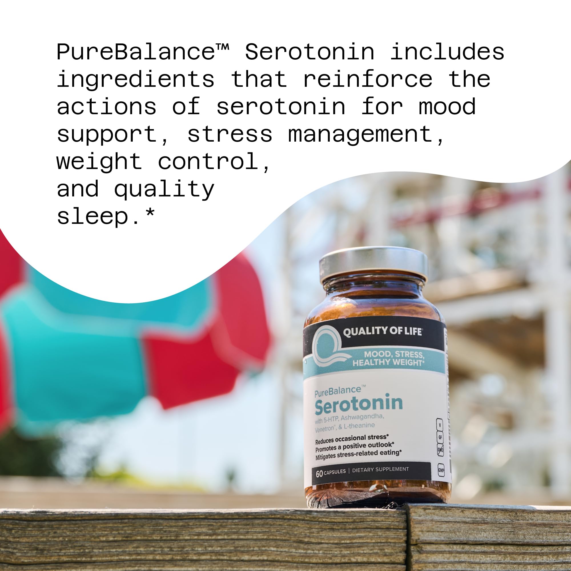 Quality of Life Pure Balance Serotonin Premium–Helps Boost Serotonin & Cortisol Levels - Includes 5-HTP, Venetron, Sensoril, Vitamin D3 & L-Theanine–60 Capsules Quality of LifeAu supplements