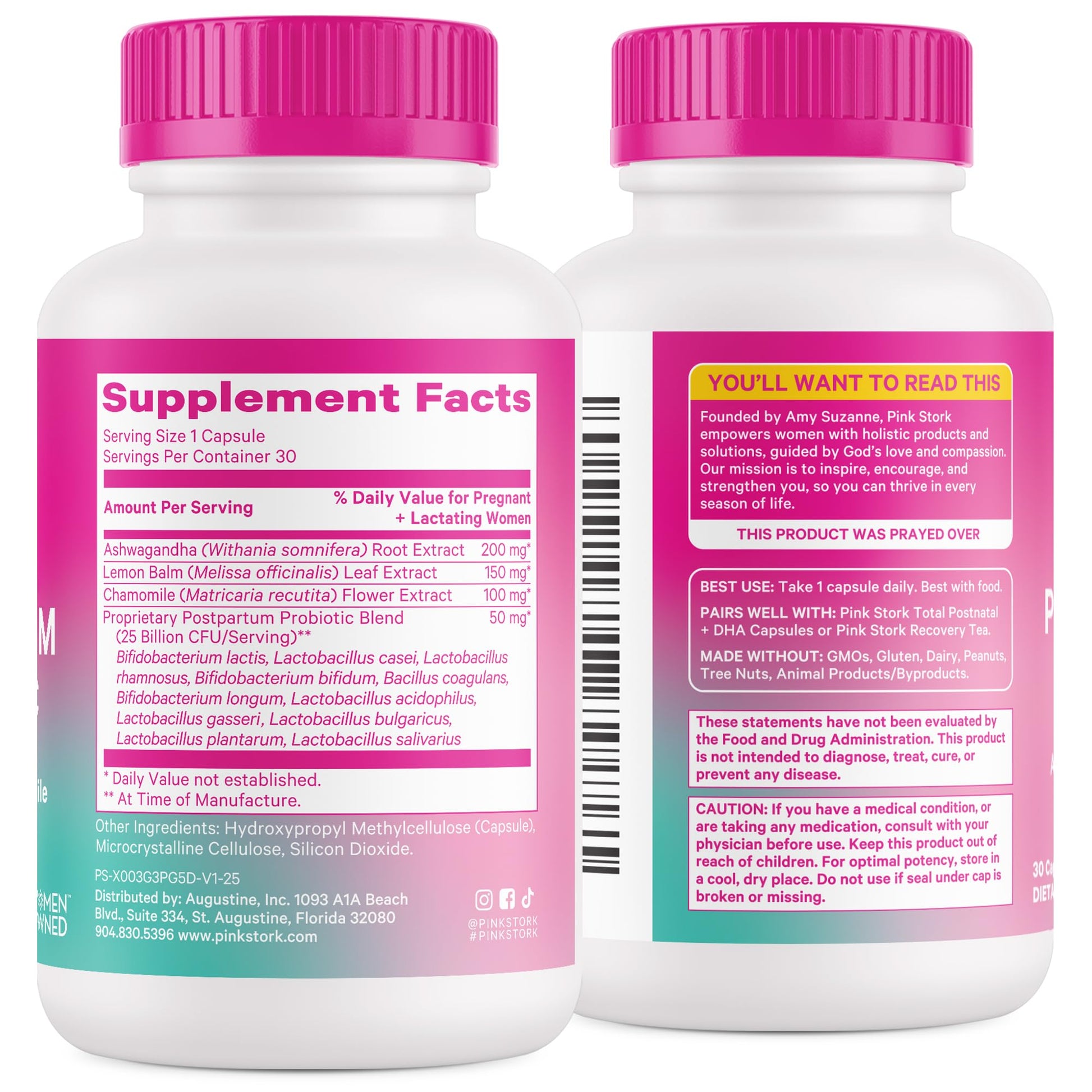 Pink Stork Probiotics for Postnatal Women - 30 Billion CFUS with Ashwagandha and Chamomile, Postpartum Essentials for Hormone Balance, Mood Support, Gut Health, Digestive Wellness, 30 Capsules Pink StorkAu supplements