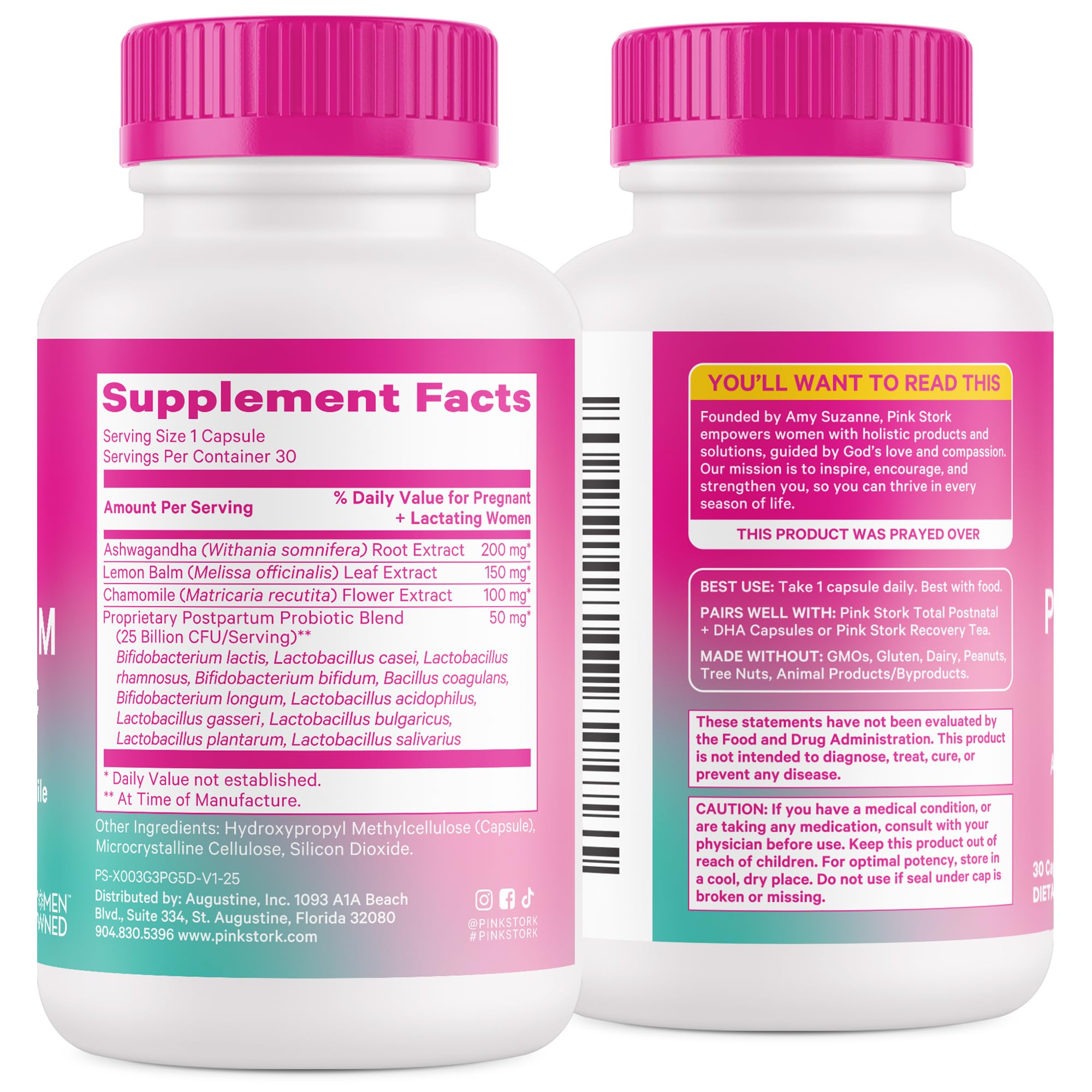 Pink Stork Probiotics for Postnatal Women - 30 Billion CFUS with Ashwagandha and Chamomile, Postpartum Essentials for Hormone Balance, Mood Support, Gut Health, Digestive Wellness, 30 Capsules Pink StorkAu supplements
