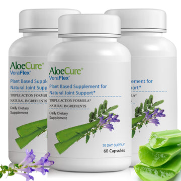 AloeCure VeraFlex Natural Joint Health, 60 Capsules, Clinically Tested Natural Plant-Based Formula to Support Comfort, Mobility and Flexibility - Featuring Organic Aloe Vera, 3-Pack AloeCureAu supplements