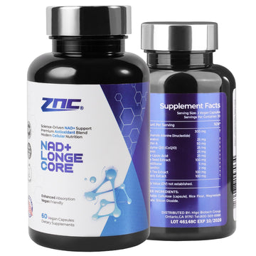 ZNC®10-in-1 NAD+ Supplement with Liposomal NAD, Urolithin A & Resveratrol for Energy & Cellular Repair - 60 Vegan Capsules ZNCAu supplements