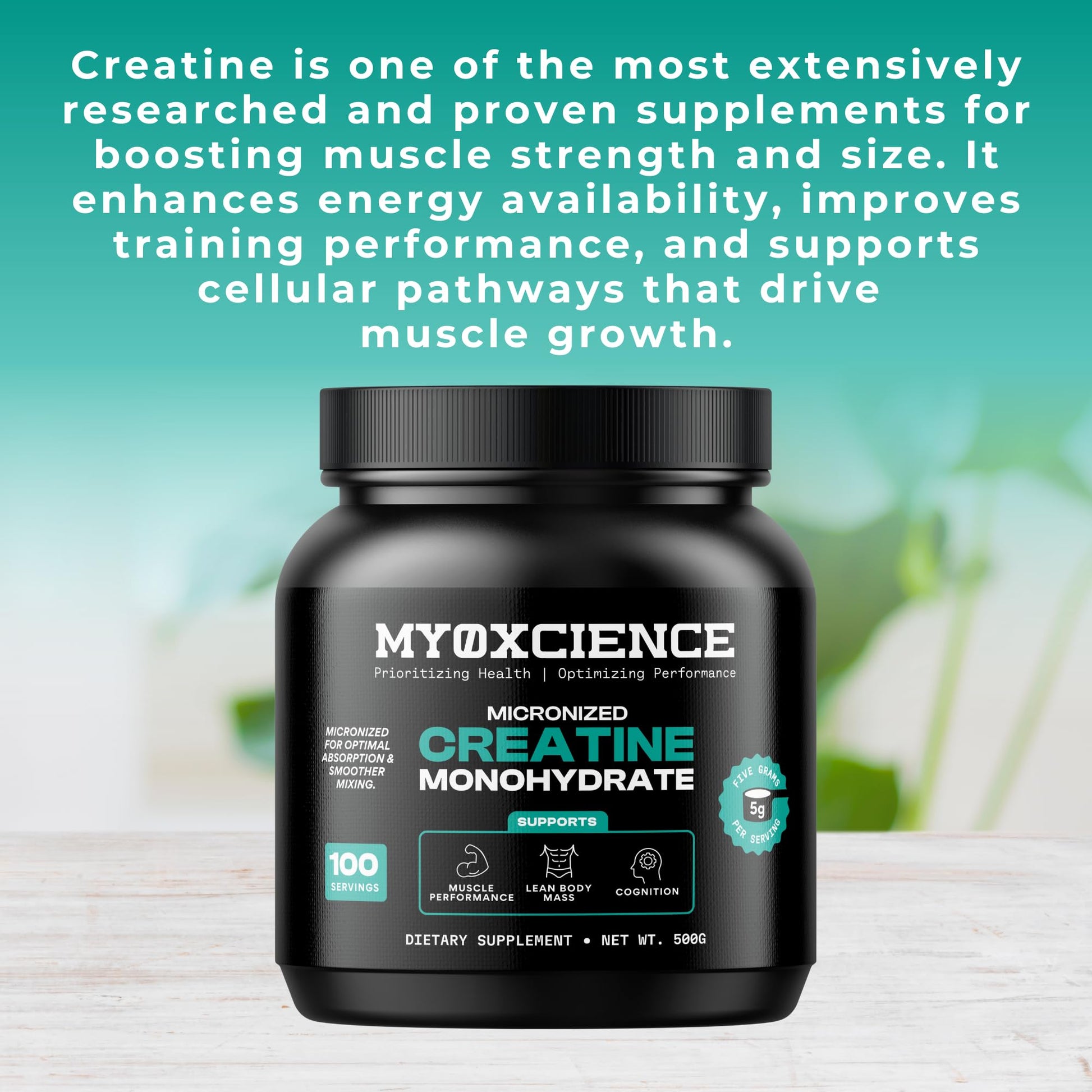 MYOXCIENCE Micronized Creatine | Supports Muscle Performance, Lean Body Mass, & Cognition | 100 Servings MYOXCIENCEAu supplements