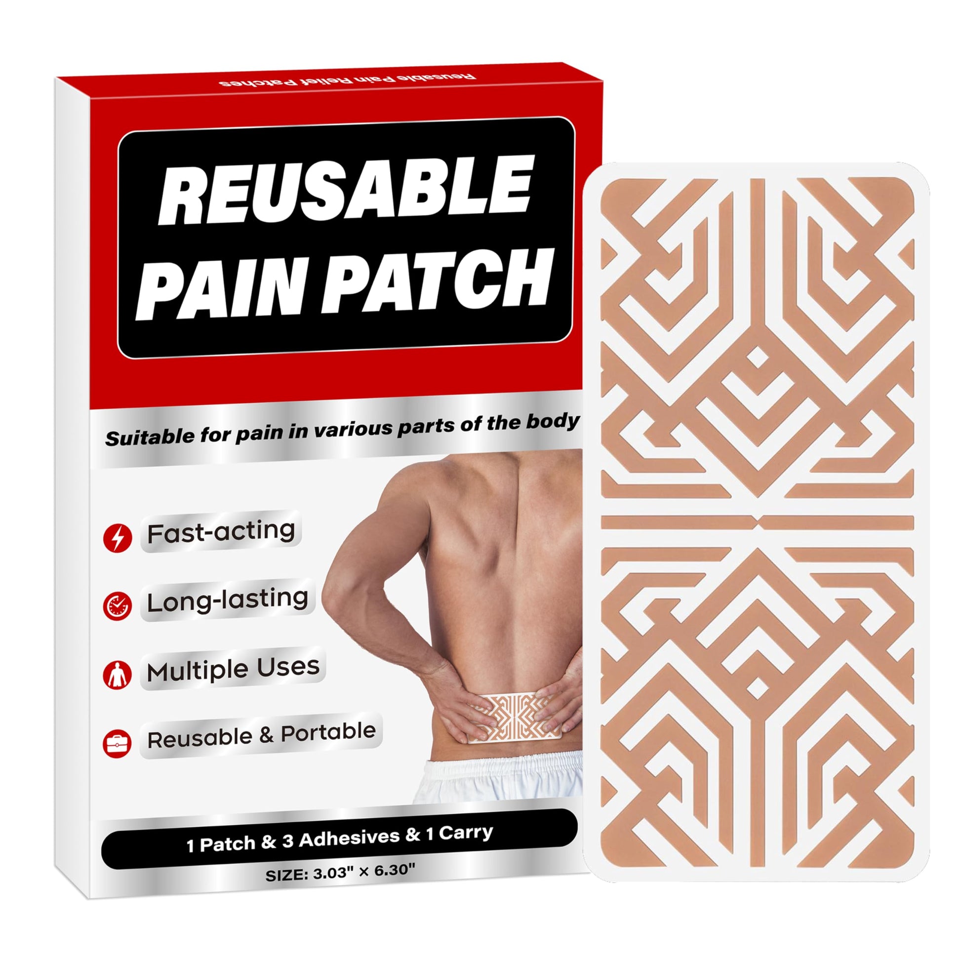 XAYIUIYAX Menthol Pain Patches, Cooling Pain Relief for Sore Muscle Relief - Includes 3 Adhesives, 1 Patch & 1 Carry Case - Relief Back, Shoulder & More - 3.03" × 6.30" - 0327 XAYIUIYAXAu supplements