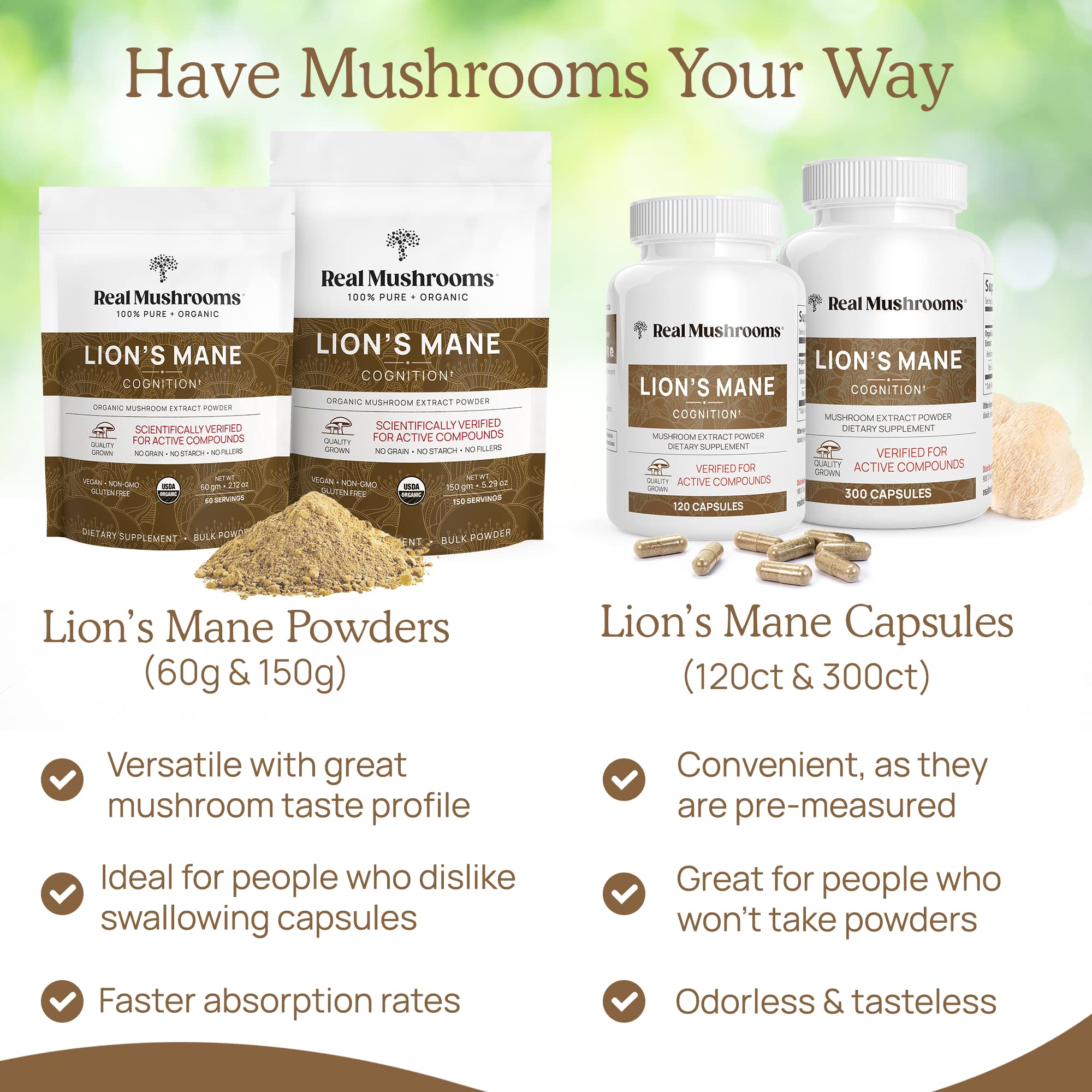 Real Mushrooms Lion’s Mane Capsules - Organic Lions Mane Mushroom Extract Real MushroomsAu supplements