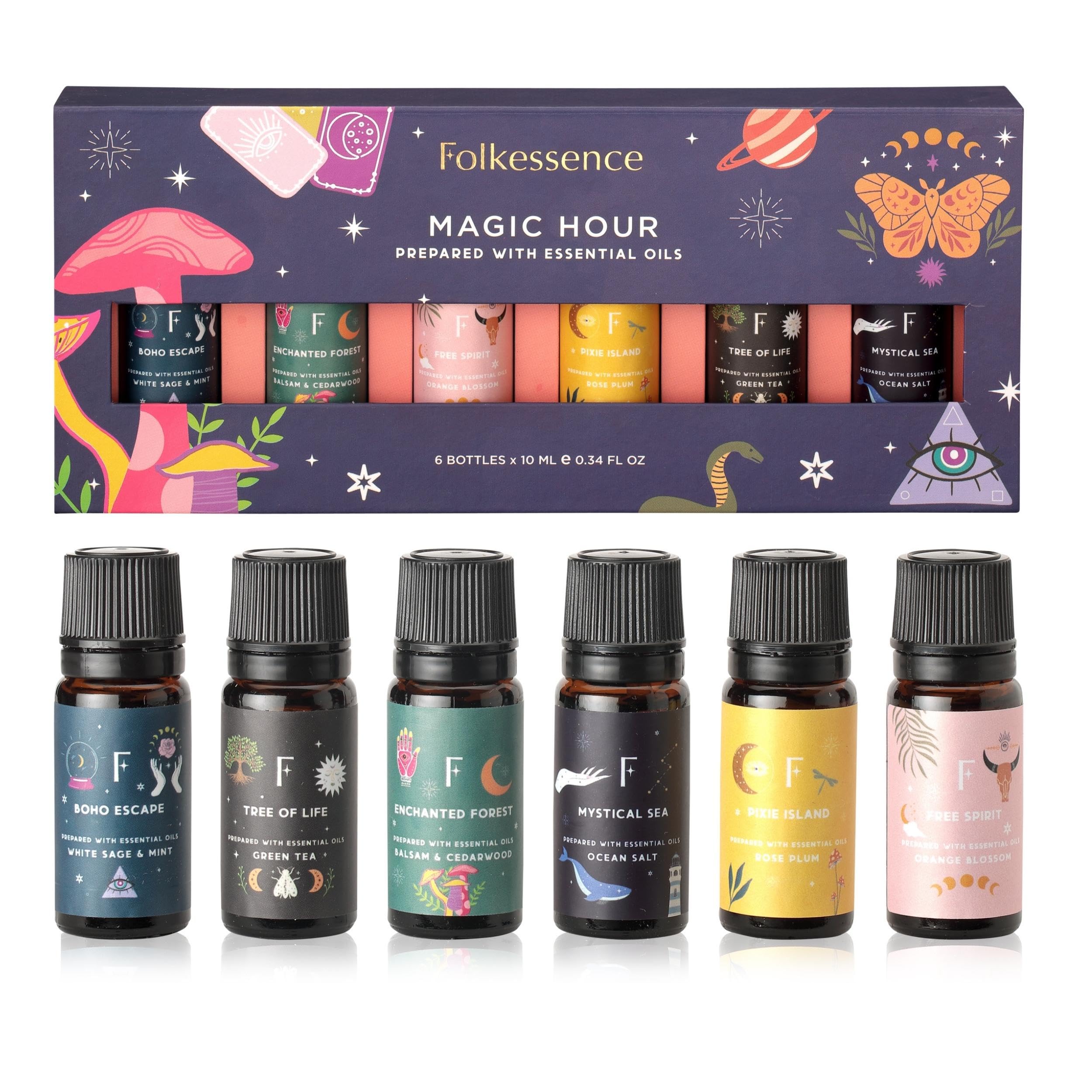 Folkulture Essential Oil Set for Diffuser, Set of 6, Aromatherapy Diffuser Oil Scents for Home FolkultureAu supplements