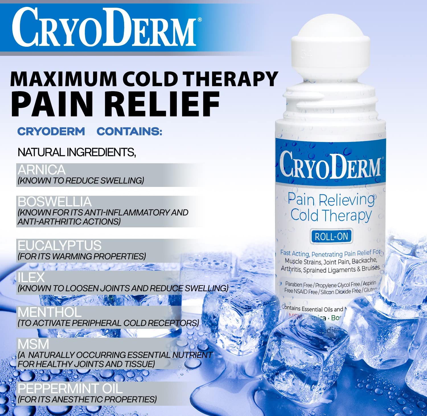 Cryoderm D-Roll-On-3oz-2 Cold Roll-On 3 oz. (Pack of 2) CryoDermAu supplements