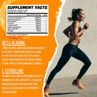 Orange Dreamsicle Pre Workout | The Best Tasting Pre Workout | Intense Increased Endurance Beta BearsUS supplements