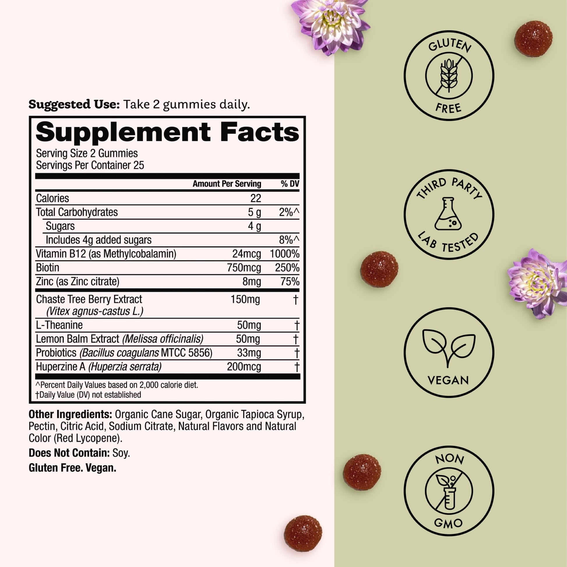 Winged Wellness Multivitamin Gummies for Teen Girls - Teen Vitamins for Mood & Hormonal Health - Vegan Gummy Supplement with Chaste Tree, Lemon Balm, L-Theanine, Probiotics & Biotin - 50 Gummies Winged WellnessAu supplements