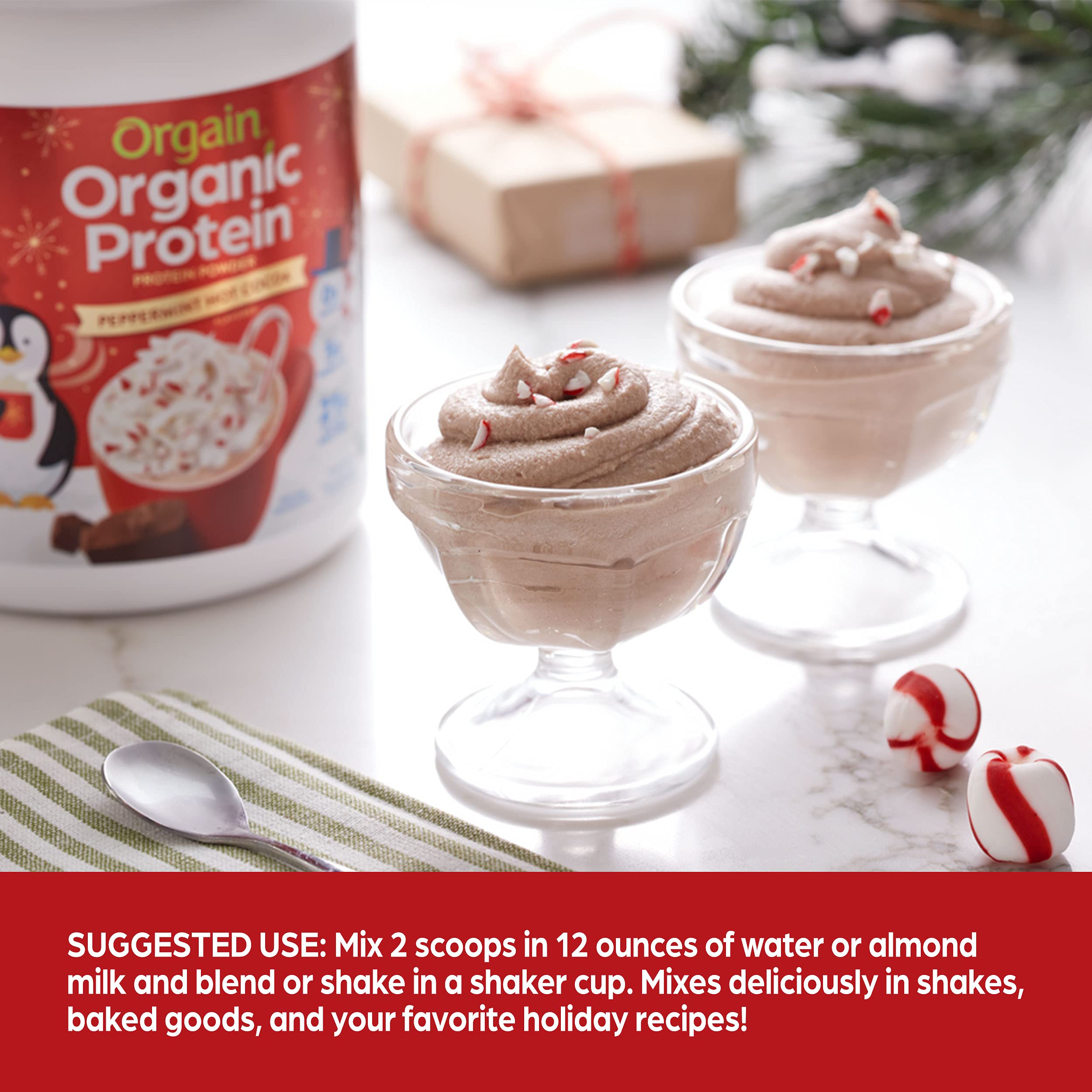 Orgain Organic Vegan Protein Powder, Peppermint Hot Cocoa Seasonal Holiday Flavor OrgainUS supplements