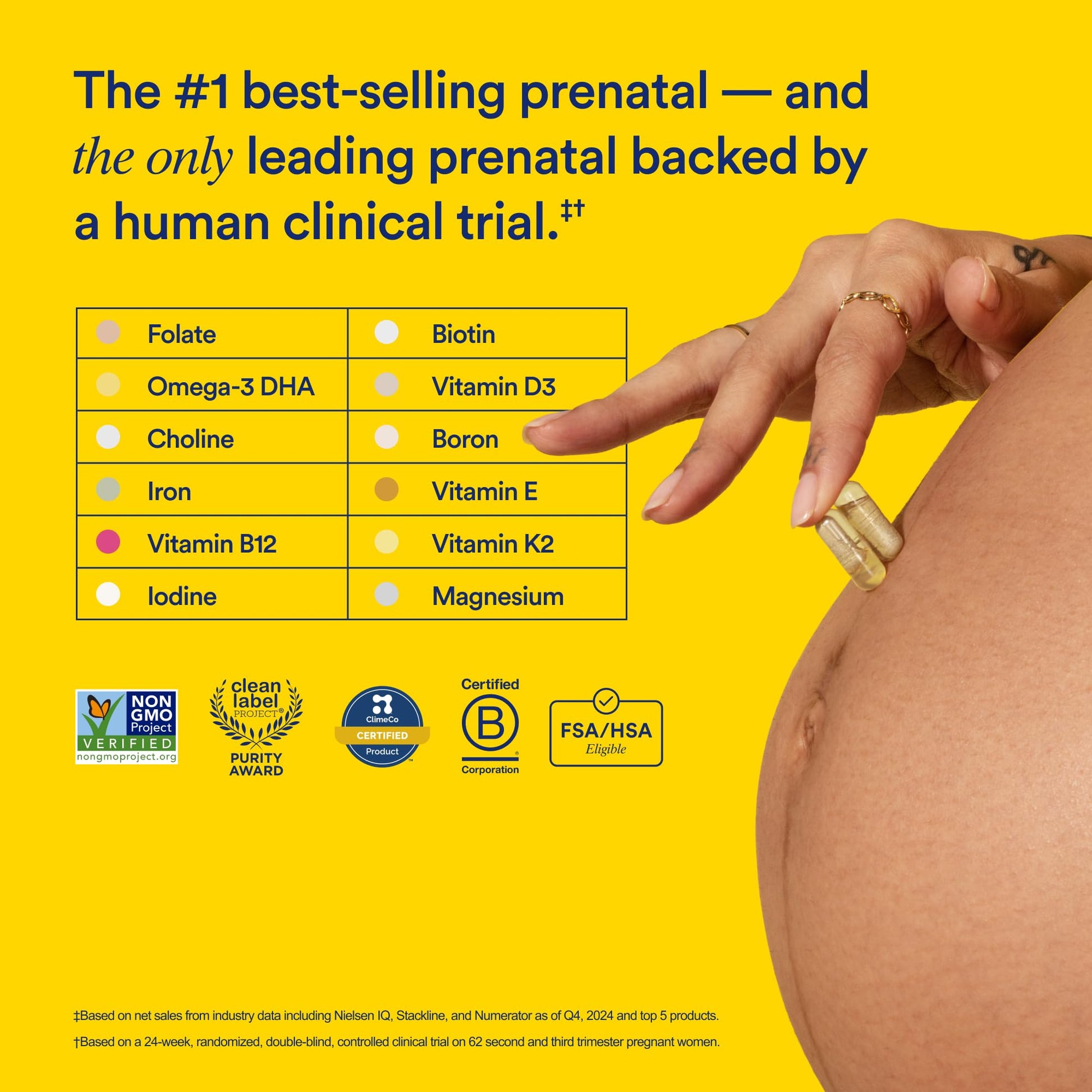 Ritual Essential for Women Prenatal Multivitamin: Folate & Choline for Neural Tube Support, Omega-3 DHA for Fetal Brain Development, Iron, Calcium-Helper D3 & K2, Non-GMO, Vegan, Citrus, 30 Days RitualUS supplements