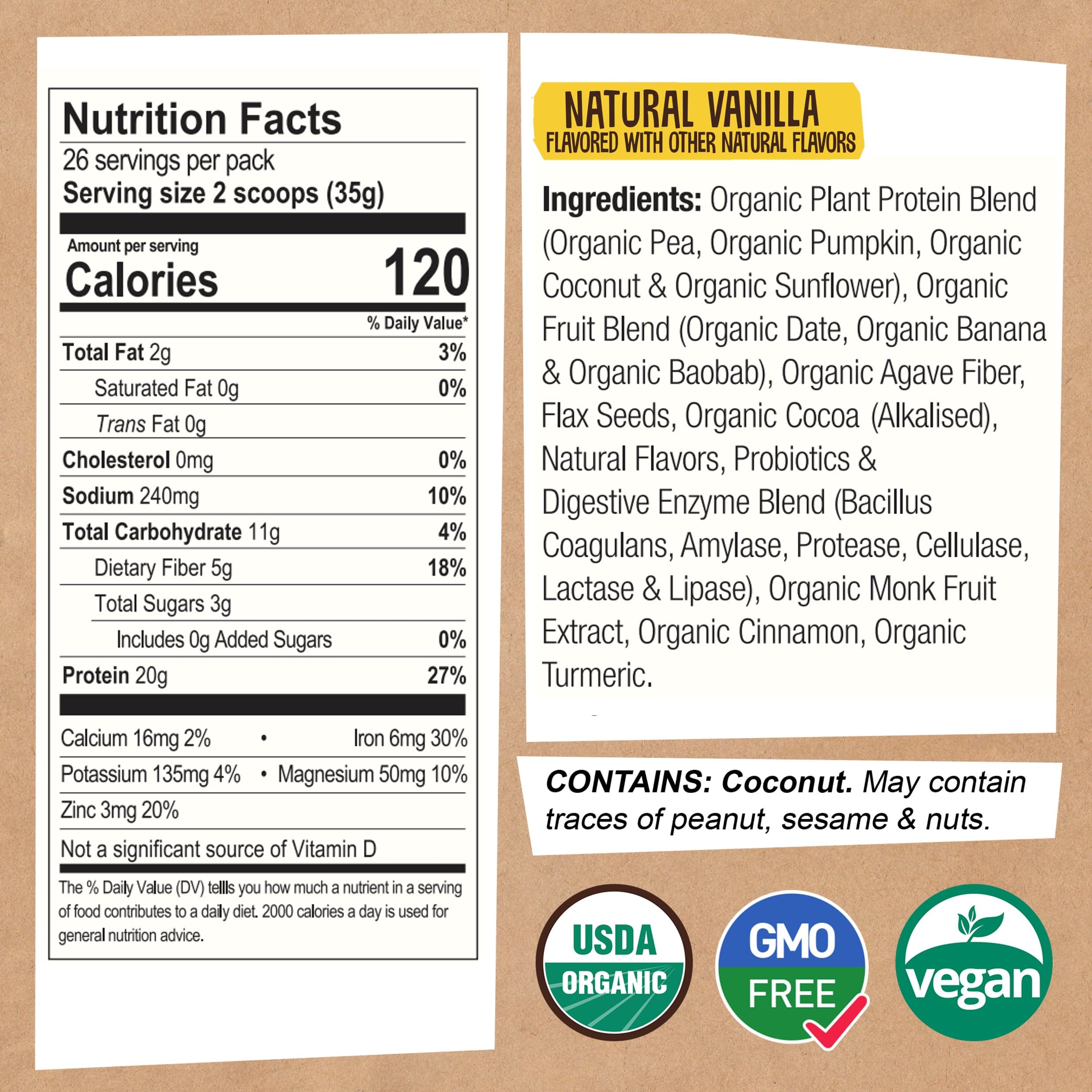 EarthChimp Organic Vegan Protein Powder - with Probiotics - Non GMO, Dairy Free EarthChimpUS supplements