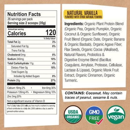EarthChimp Organic Vegan Protein Powder - with Probiotics - Non GMO, Dairy Free EarthChimpUS supplements