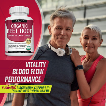Organic Beet Root Powder Tablets - 2040mg Natural Nitric Oxide Beets to Support, Energy TopluxUS supplements
