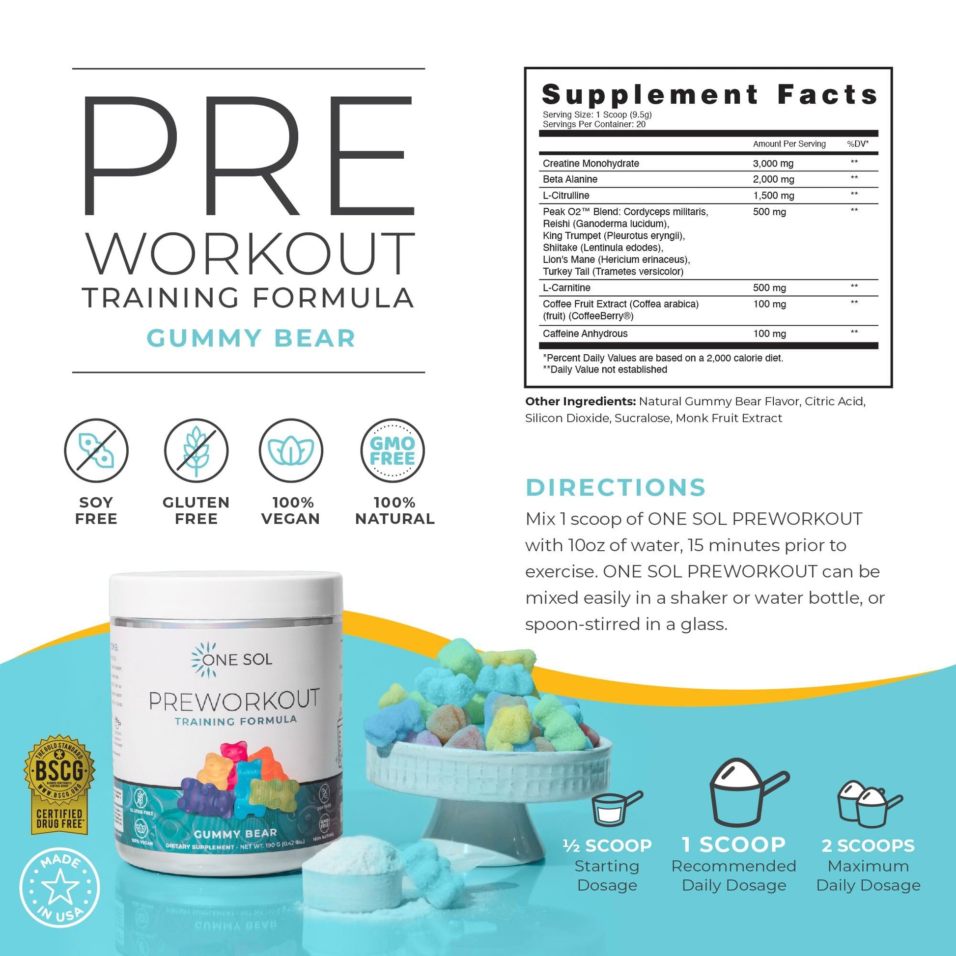 One Sol Pre-Workout for Women, Enhanced Pump & Focus, No Jitters Or Crash, Natural One SolAu supplements