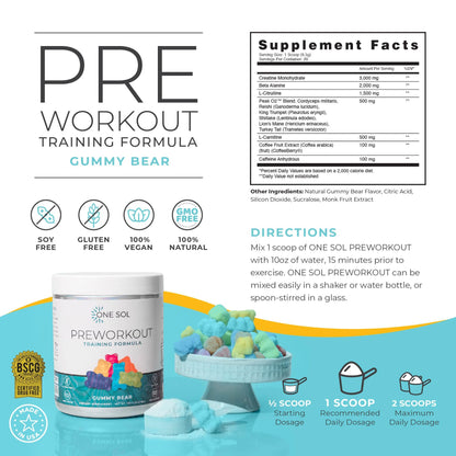 One Sol Pre-Workout for Women, Enhanced Pump & Focus, No Jitters Or Crash, Natural One SolUS supplements