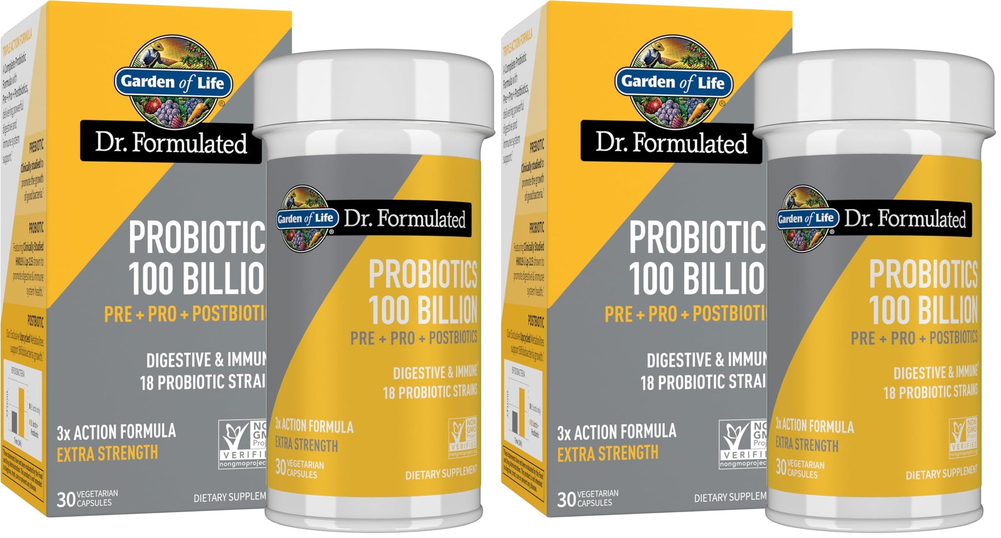 Garden of Life Dr.Formulated Pre, Post & Probiotics 100 Billion CFU Once Daily 3-in-1 Complete Probiotics,Prebiotics & Postbiotics Supplement for Women and Men-Extra Strength,30 Day Supply,(Pack of 2) Garden of LifeAu supplements