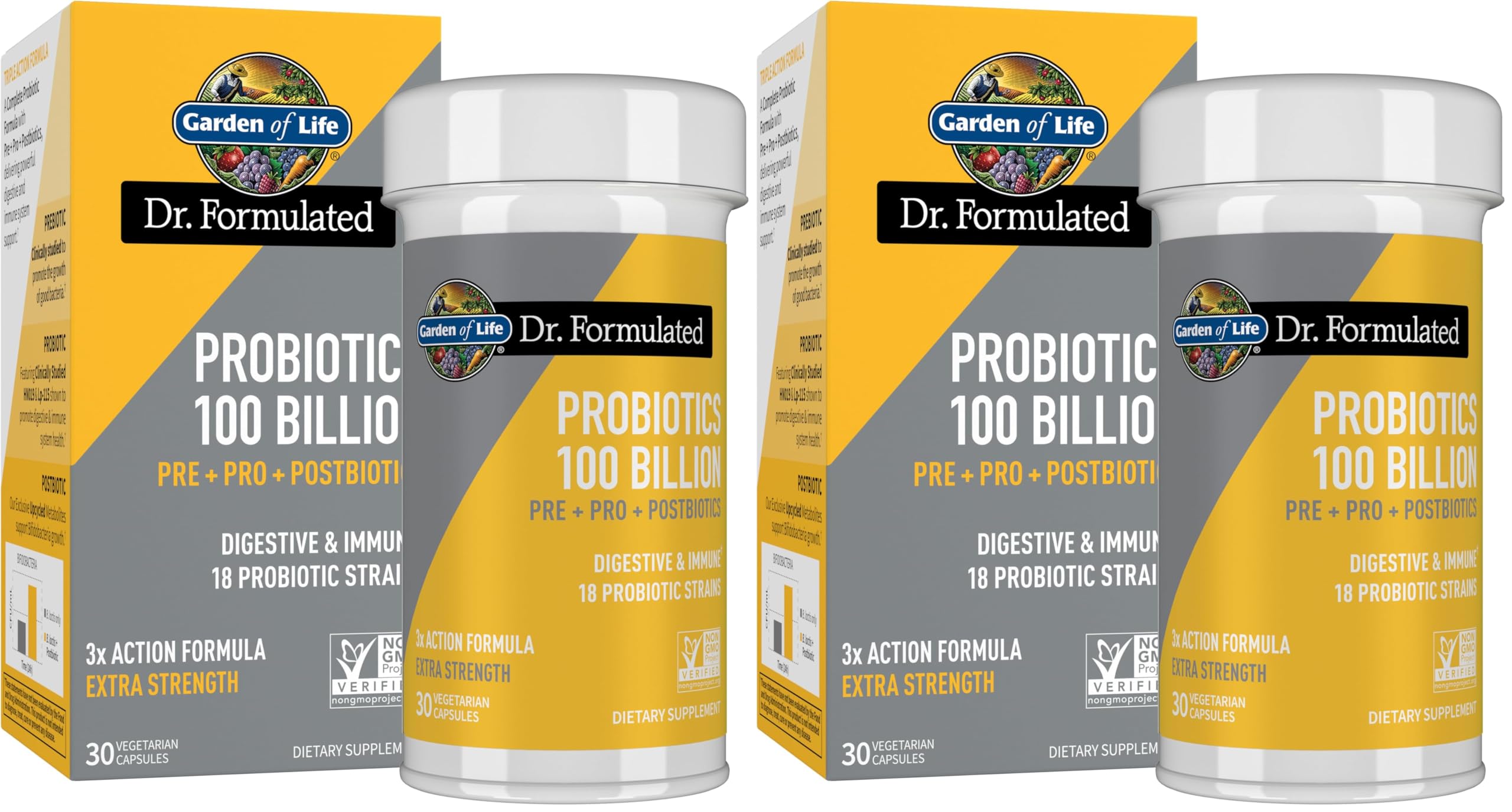 Garden of Life Dr.Formulated Pre, Post & Probiotics 100 Billion CFU Once Daily 3-in-1 Complete Probiotics,Prebiotics & Postbiotics Supplement for Women and Men-Extra Strength,30 Day Supply,(Pack of 2) Garden of LifeAu supplements
