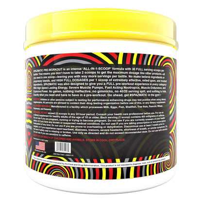 Spazmatic Pre-Workout Powder - 400mgs Caffeine - 6 Grams Pure Citrulline for Muscle TIM MURIELLO'S SPAZMATIC PRE-WORKOUT DRINKUS supplements