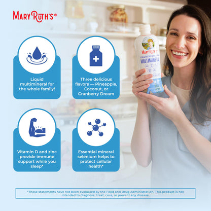 MaryRuth Organics Liquid Nighttime Multimineral | No Melatonin | Bedtime Routine | Magnesium Citrate | Calcium | Zinc | Vitamin D3| Available in 4 Flavors - Vegan | Sugar Free | Gluten Free | 32 Oz MARYRUTH'SUS supplements