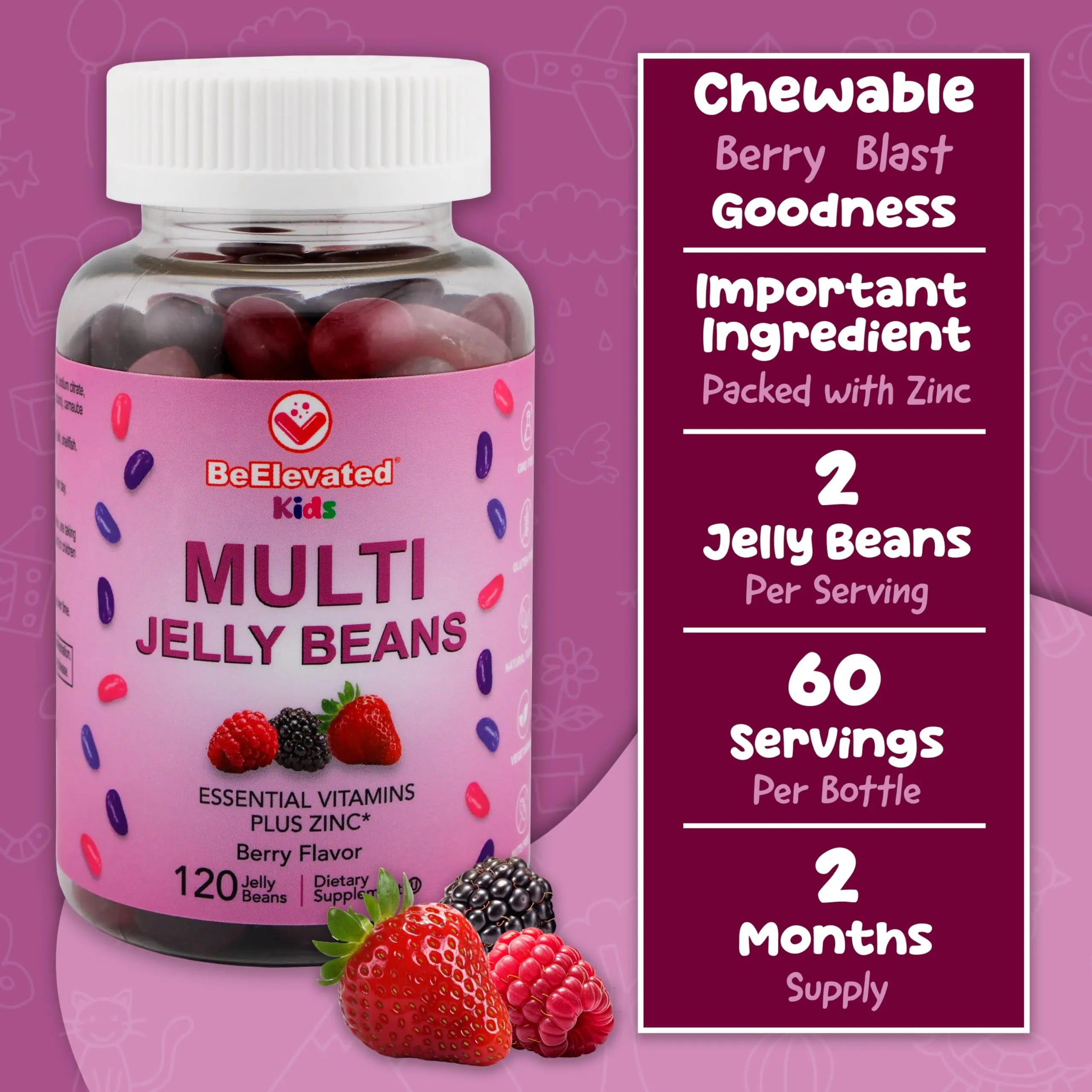 BeElevated Kids Multivitamin Gummies – Tasty Berry-Flavored Zinc Gummies for Children & Adults – Vegetarian, Gluten-Free BeElevatedAu supplements