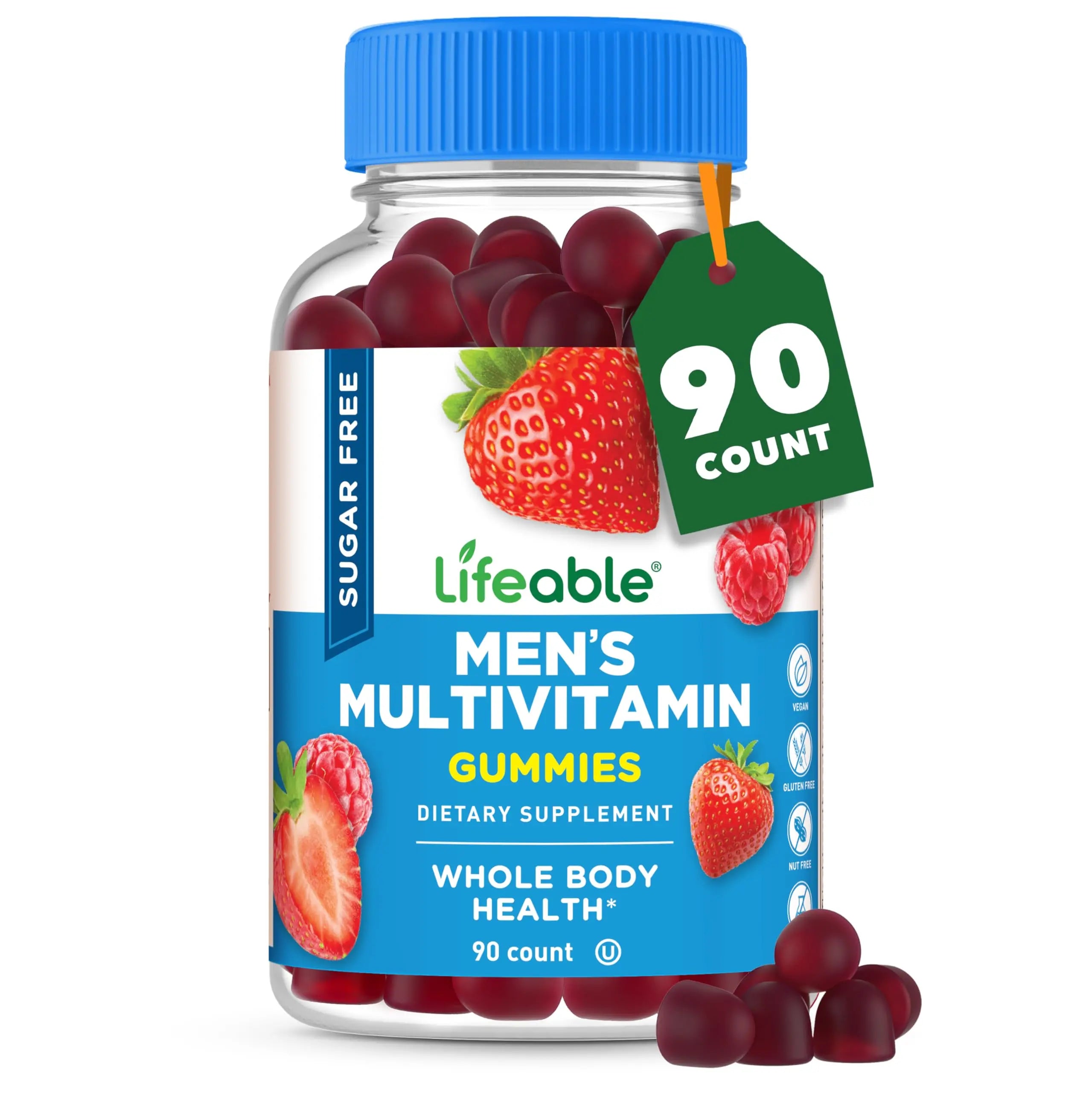 Lifeable Sugar Free Multivitamin for Men Gummies | with Iron and 18 Essential Vitamins and Minerals | Sugar Free Vitamins | 90 Gummies LifeableAu supplements
