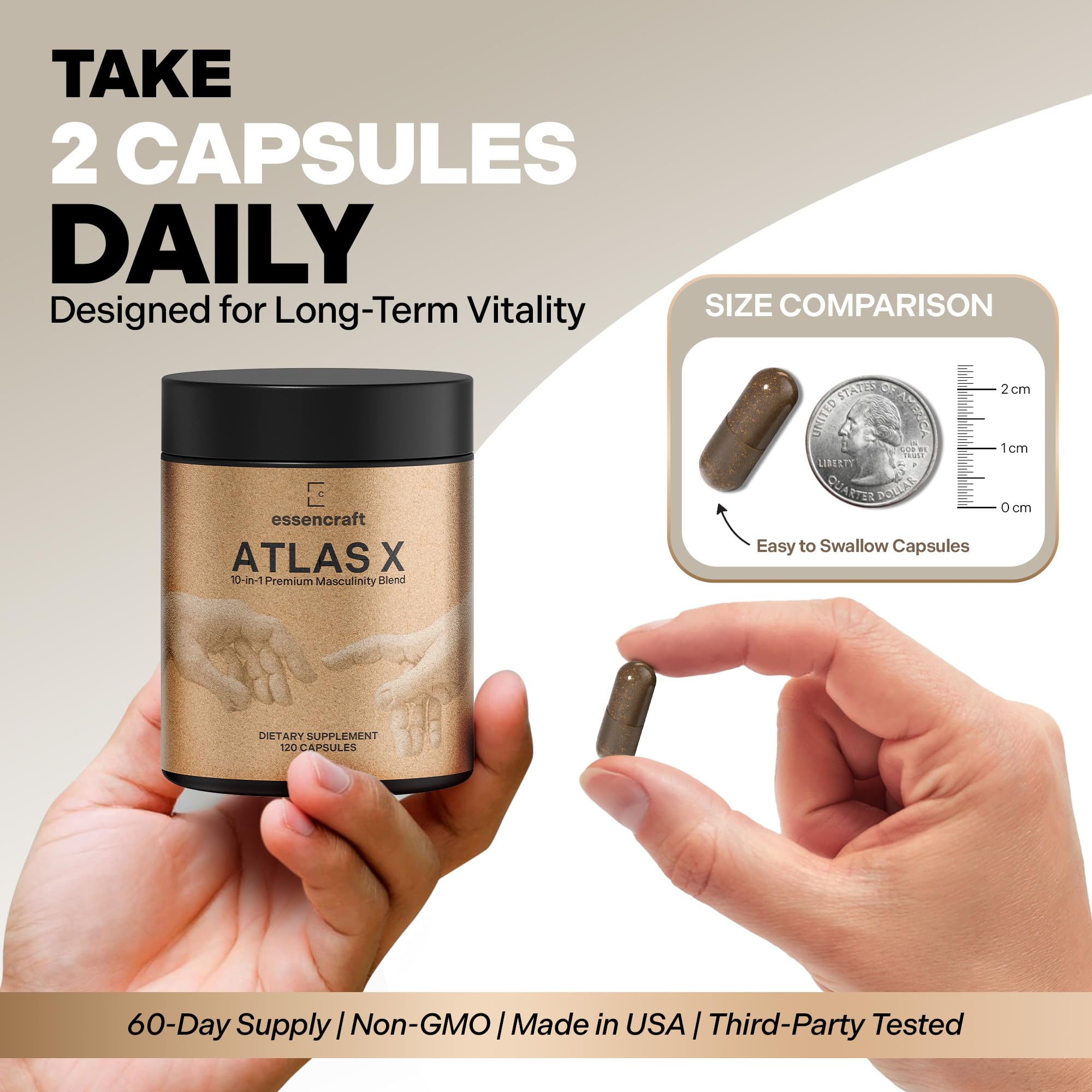 Essencraft Atlas X Testosterone Supplement for Men – 10-in-1 Natural Testosterone Booster & Muscle Booster w/Shilajit, Zinc, Tongkat Ali, & More (120 Capsules) EssencraftAu supplements