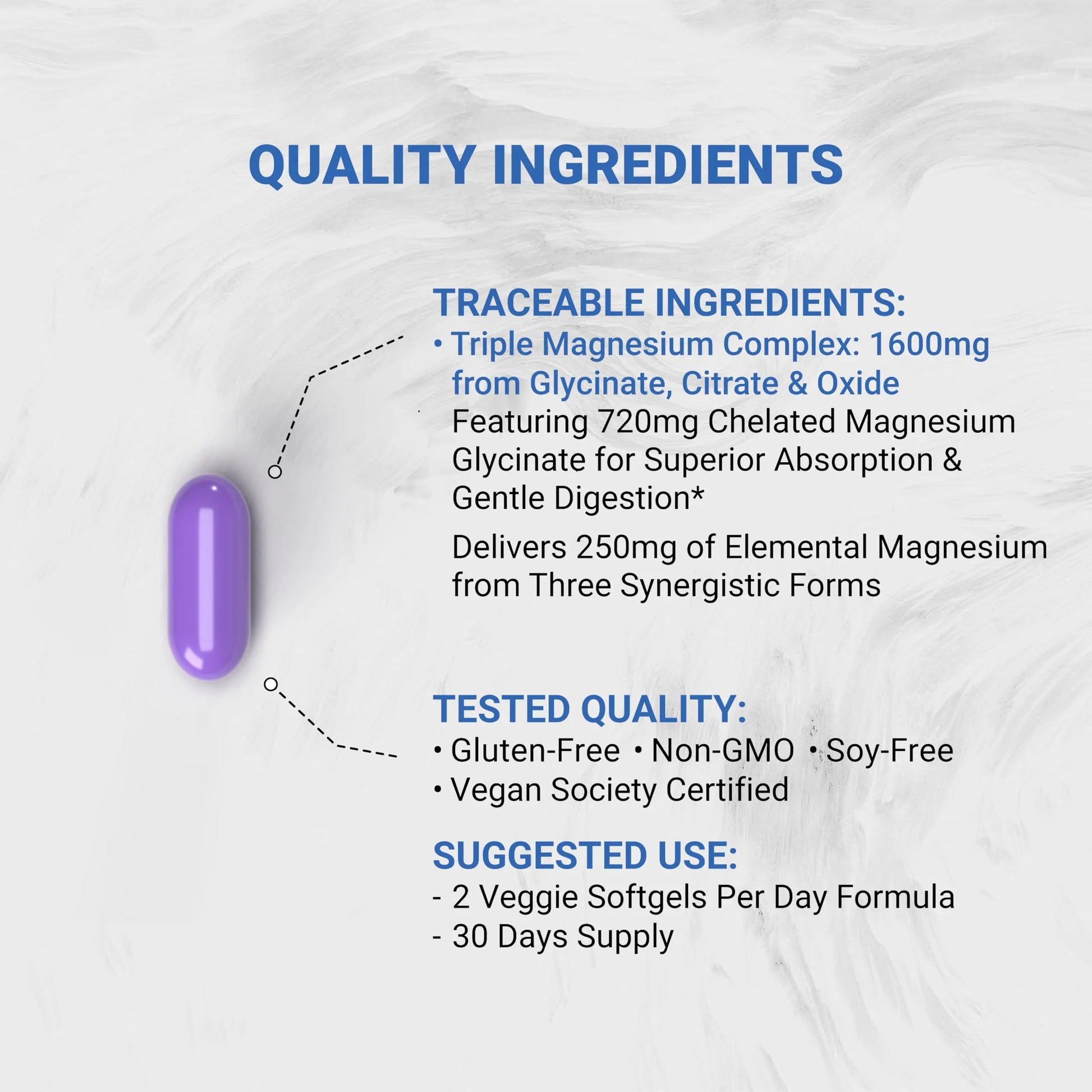 Naturalis Vegan Triple Magnesium Complex | Chelated Glycinate, Citrate & Oxide 1600mg Delivers 250mg Elemental Magnesium | Easily Absorbed for Stress, Muscle, Heart, Bone Support* | 60 Softgels Naturalisnz supplements