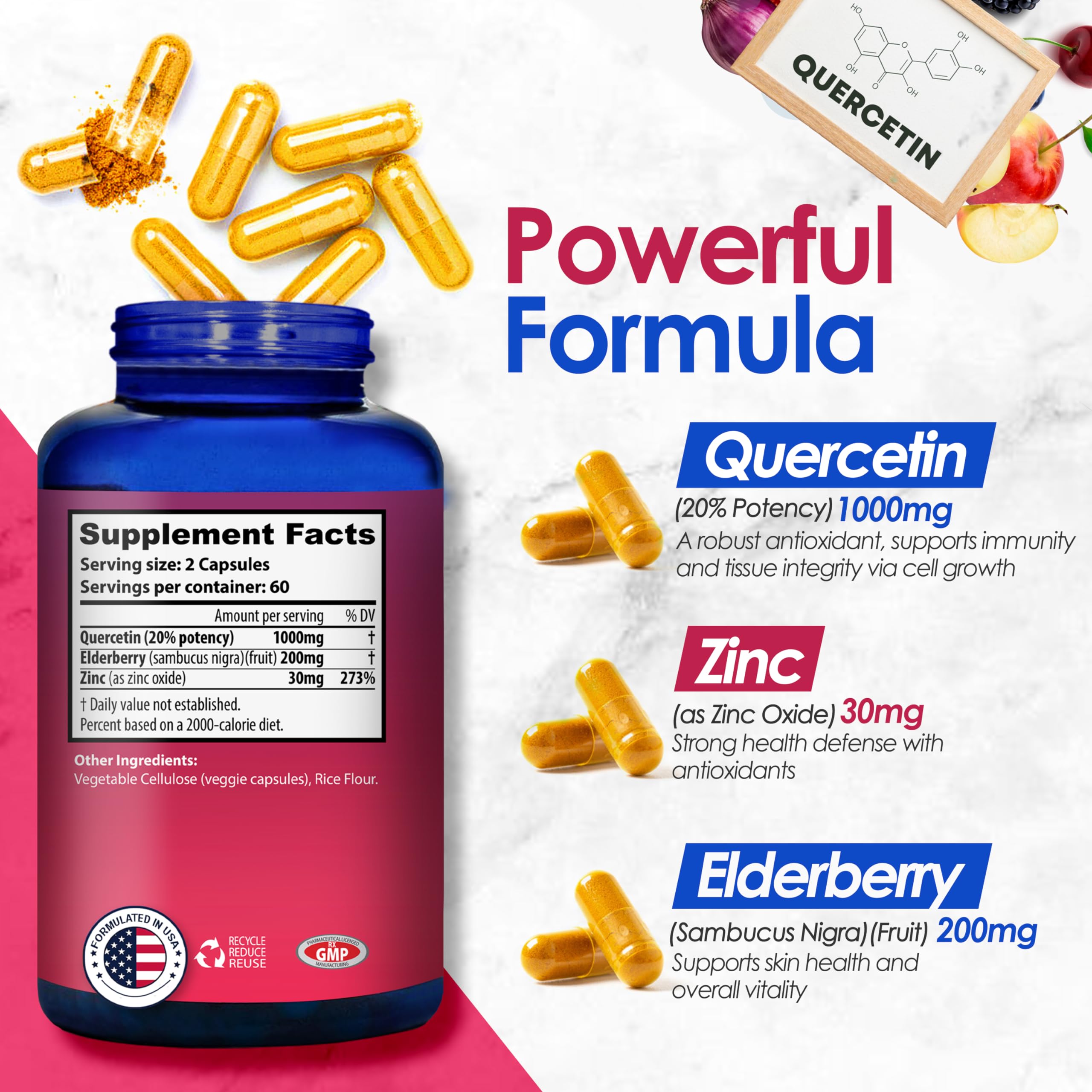 Nutradora Quercetin 1000mg Per Serving Veggie Capsules, Non-GMO NutradoraAu supplements