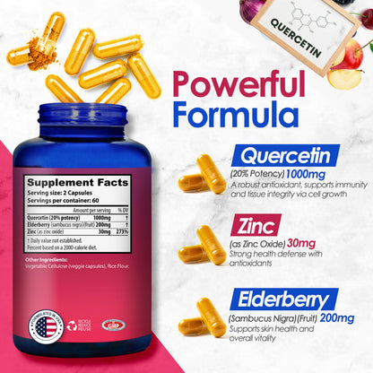 Nutradora Quercetin 1000mg Per Serving Veggie Capsules, Non-GMO NutradoraUS supplements