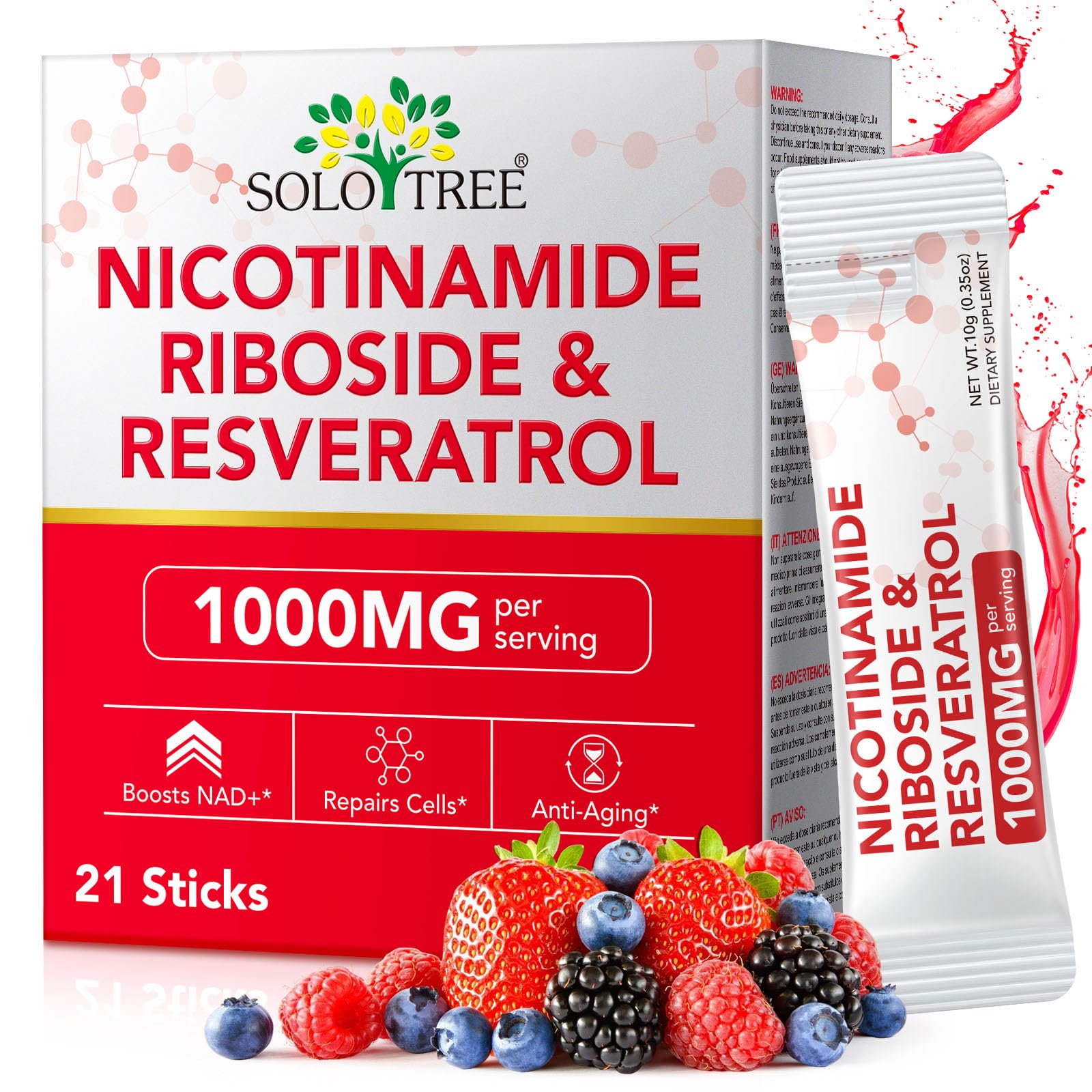 NAD+ Supplement 1000mg Liquid Packets 21pcs, Nicotinamide Riboside Resveratrol, NAD Supplements for Women Men, Anti-Aging, Repairs Cells, Support Natural Vitality NyloriaineAu supplements