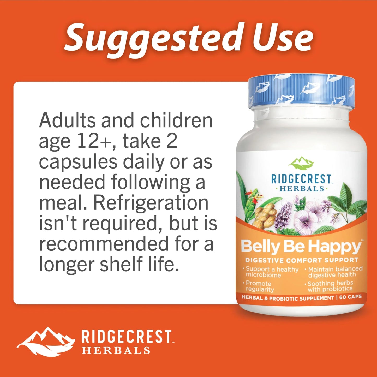 RidgeCrest Herbals Belly Be Happy - 60 Capsules - Digestive Comfort Support - Non-GMO RidgeCrest HerbalsUS supplements