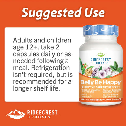 RidgeCrest Herbals Belly Be Happy - 60 Capsules - Digestive Comfort Support - Non-GMO RidgeCrest HerbalsUS supplements