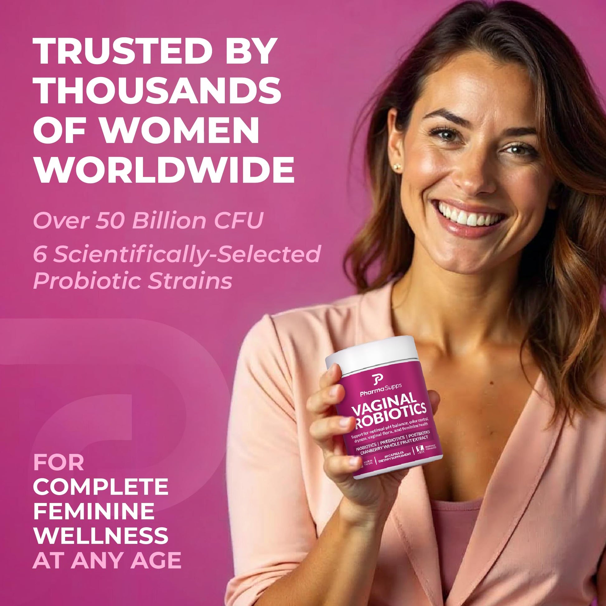 Women’s Probiotic for Vaginal Health | 50 Billion CFU with Probiotics, Prebiotic, Postbiotics & Cranberry for pH Balance, UTI Support, Yeast, Gut Health, Odor, Dryness & Feminine Comfort PharmaSuppsAu supplements