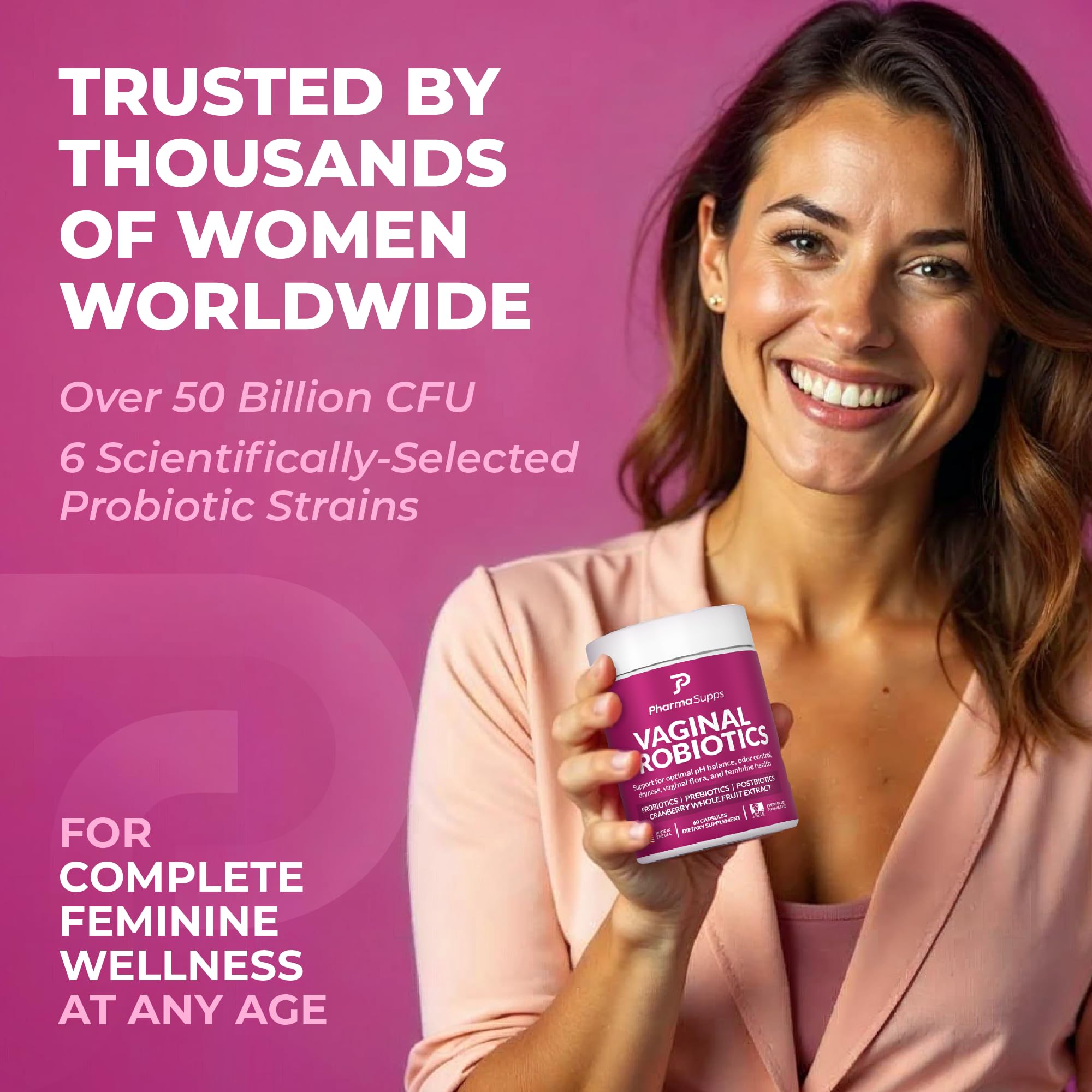 Women’s Probiotic for Vaginal Health | 50 Billion CFU with Probiotics, Prebiotic, Postbiotics & Cranberry for pH Balance, UTI Support, Yeast, Gut Health, Odor, Dryness & Feminine Comfort PharmaSuppsAu supplements