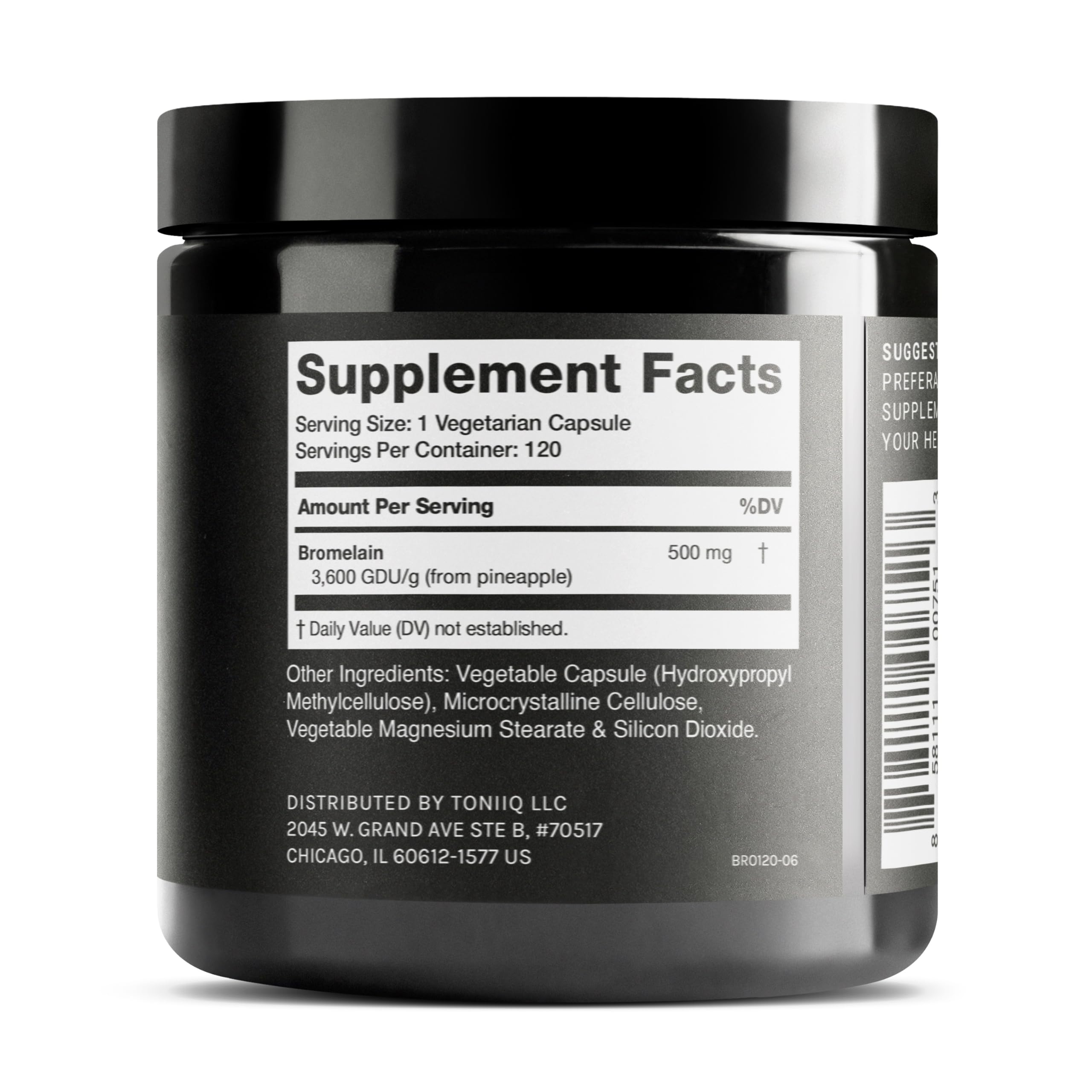Ultra High Strength Bromelain 500mg - 3600 GDU/Gram - Highly Concentrated and Bioavailable - Third-Party Tested Formula - 120 Vegetarian Capsules - 120 Servings Per Container - Bromelain Supplement ToniiqAu supplements