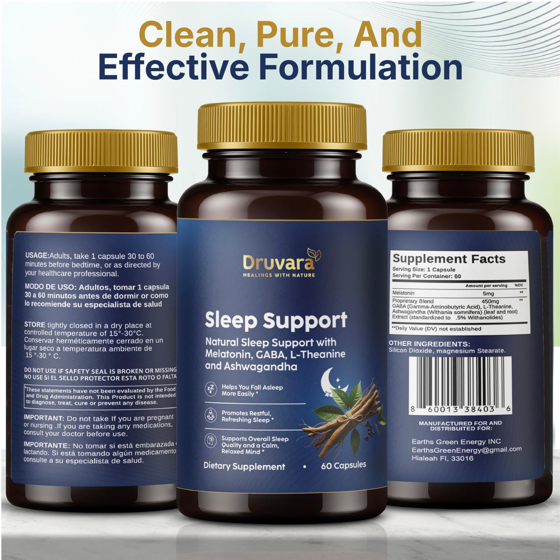 Druvara Natural Sleep Aid for Adults with Melatonin, GABA, L-Theanine & Ashwagandha, Natural Sleep Supplement for Deep, Restful Sleep - 60 Capsules DruvaraAu supplements