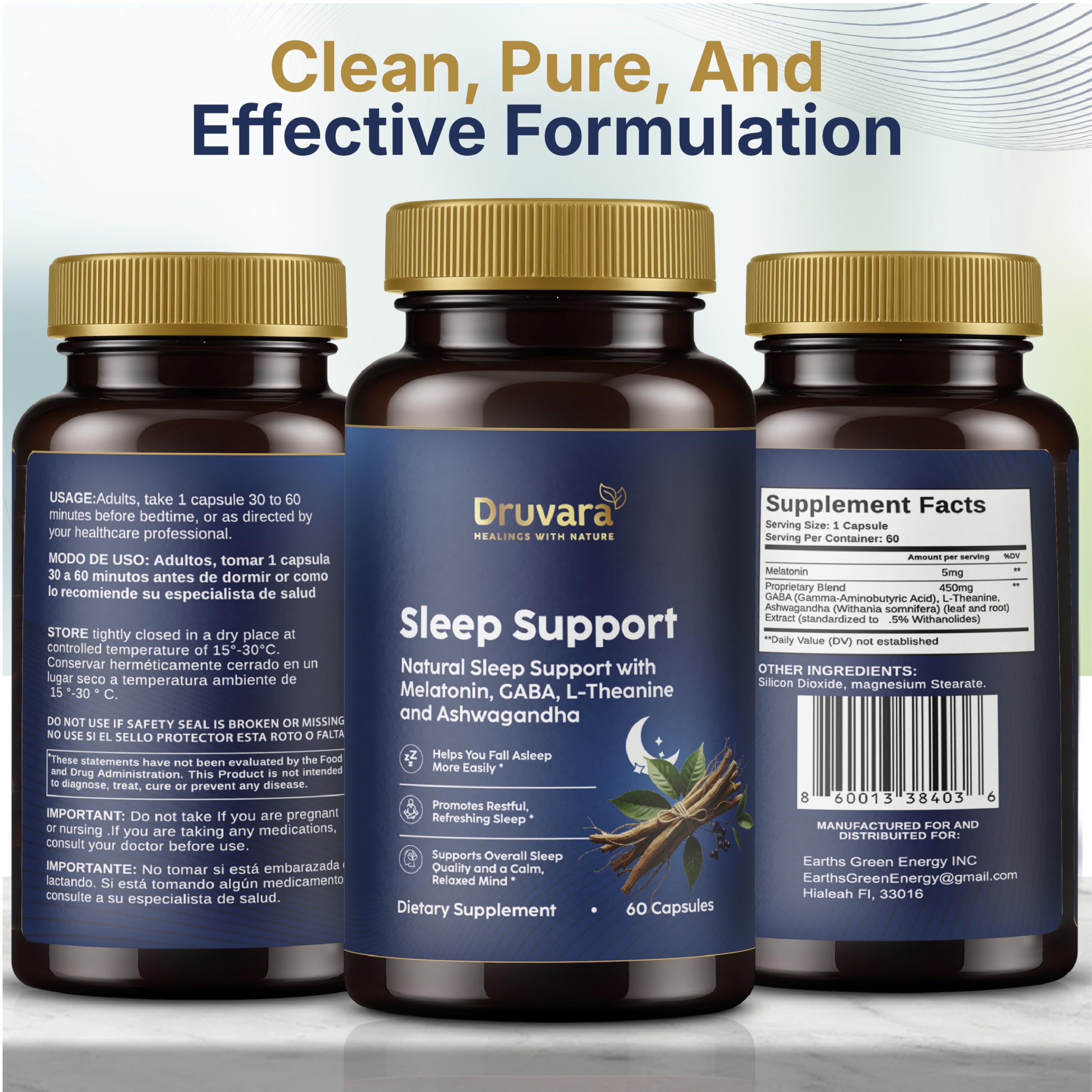 Druvara Natural Sleep Aid for Adults with Melatonin, GABA, L-Theanine & Ashwagandha, Natural Sleep Supplement for Deep, Restful Sleep - 60 Capsules DruvaraAu supplements