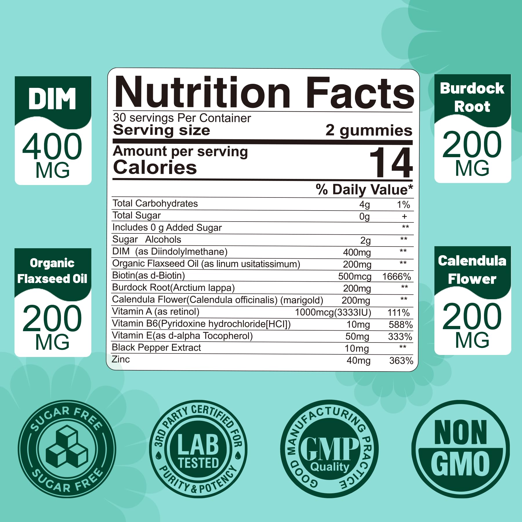 DIM Supplement Women 400mg, Estrogen Supplement for Women, Sugar Free DIM Gummies for Men & Women w/ Biotin, Flaxseed Oil, Burdock, Calendula, BioPerine for Hormone Balance, Menopause & Prostate 60Cts EnvyDealAu supplements