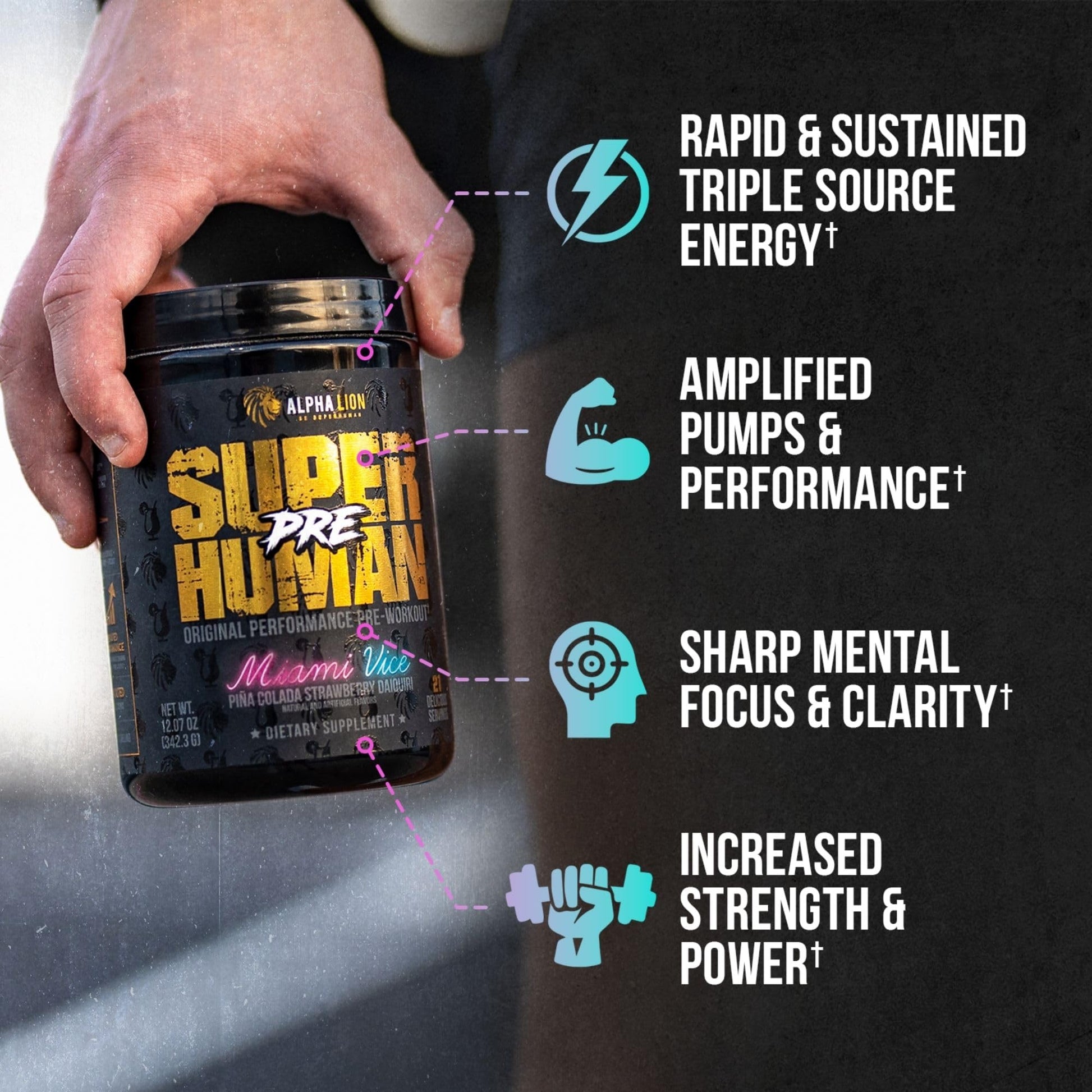 ALPHA LION Superhuman Pre Workout Powder & Post Workout Recovery Bundle, Sustained ALPHA LIONAu supplements