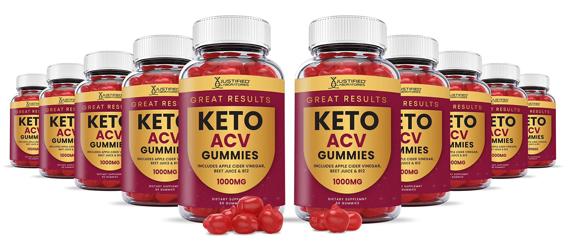 Justified Laboratories (10 Pack) Great Results Keto ACV Gummies 1000MG Justified LaboratoriesUS supplements