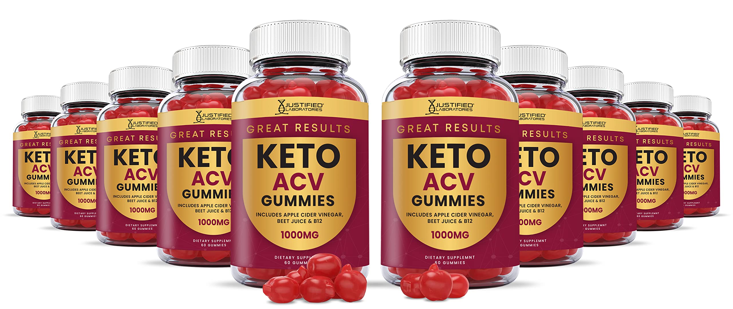 Justified Laboratories (10 Pack) Great Results Keto ACV Gummies 1000MG Justified LaboratoriesUS supplements