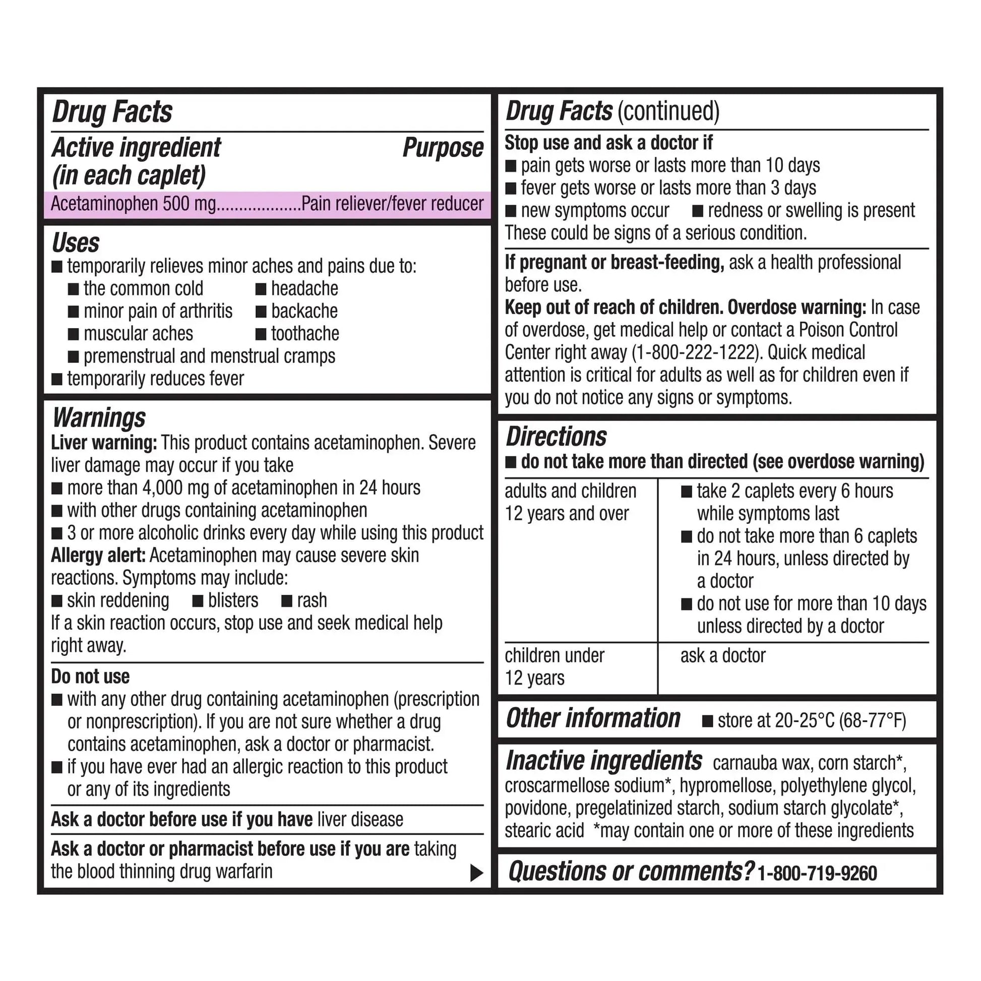 GoodSense Extra Strength Pain Relief - Acetaminophen Caplets 500 mg - Headache, Muscle Ache, Arthritis Relief, 100 Count GoodSenseAu supplements